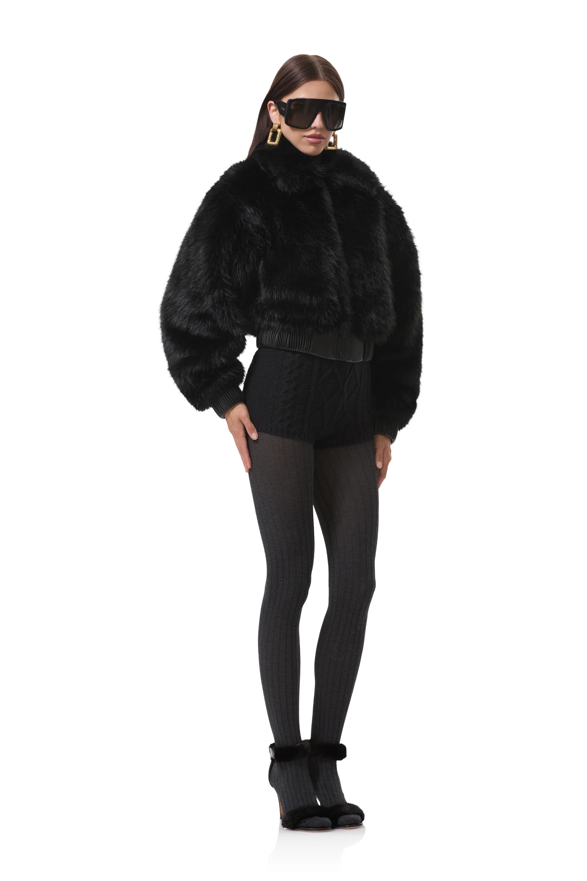Adelaide Fur Bomber Jacket - Noir - Image 3