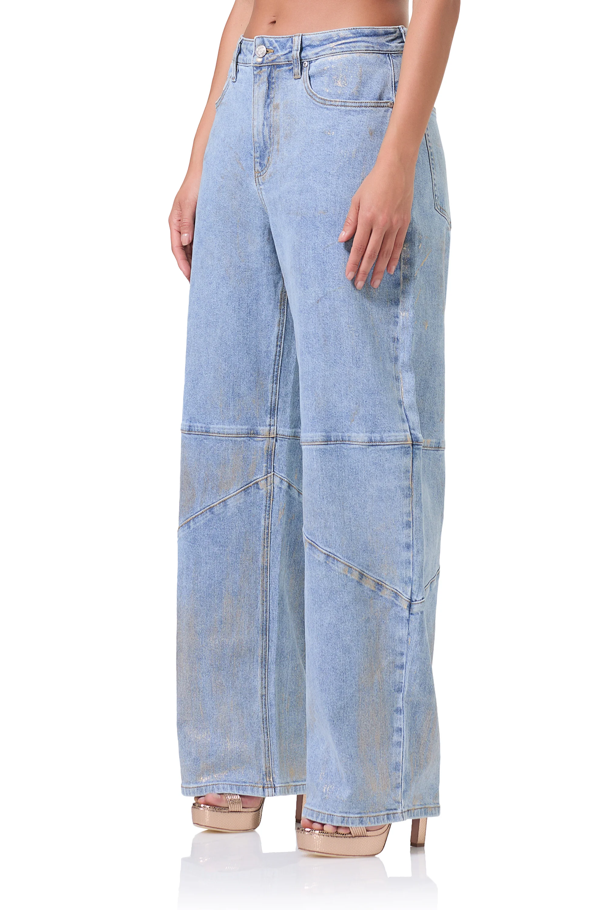 Ajax Barrel Jean - Gold Metallic - Image 3