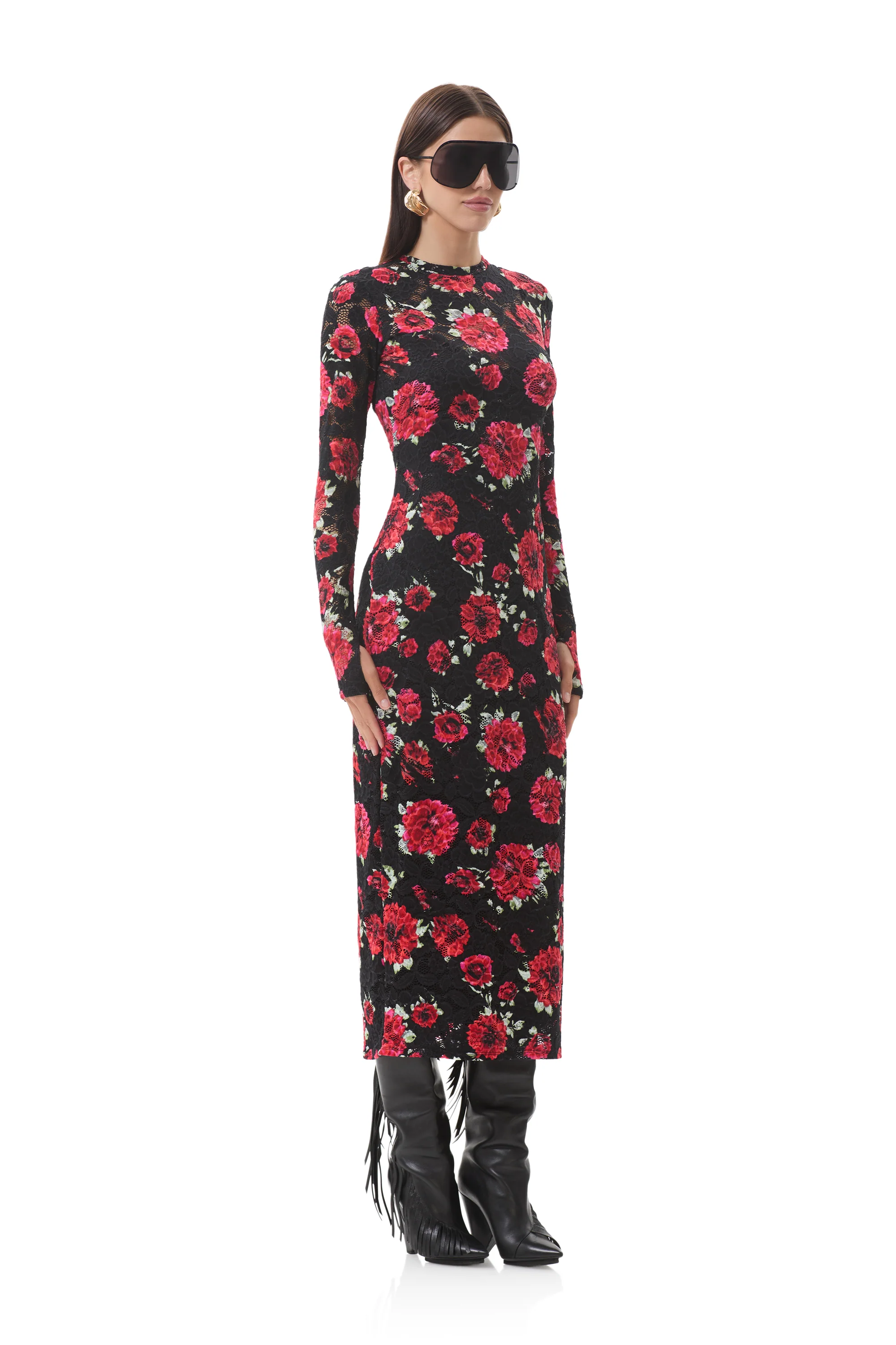 Ashland Crochet Lace Dress - Painted Roses - Image 5