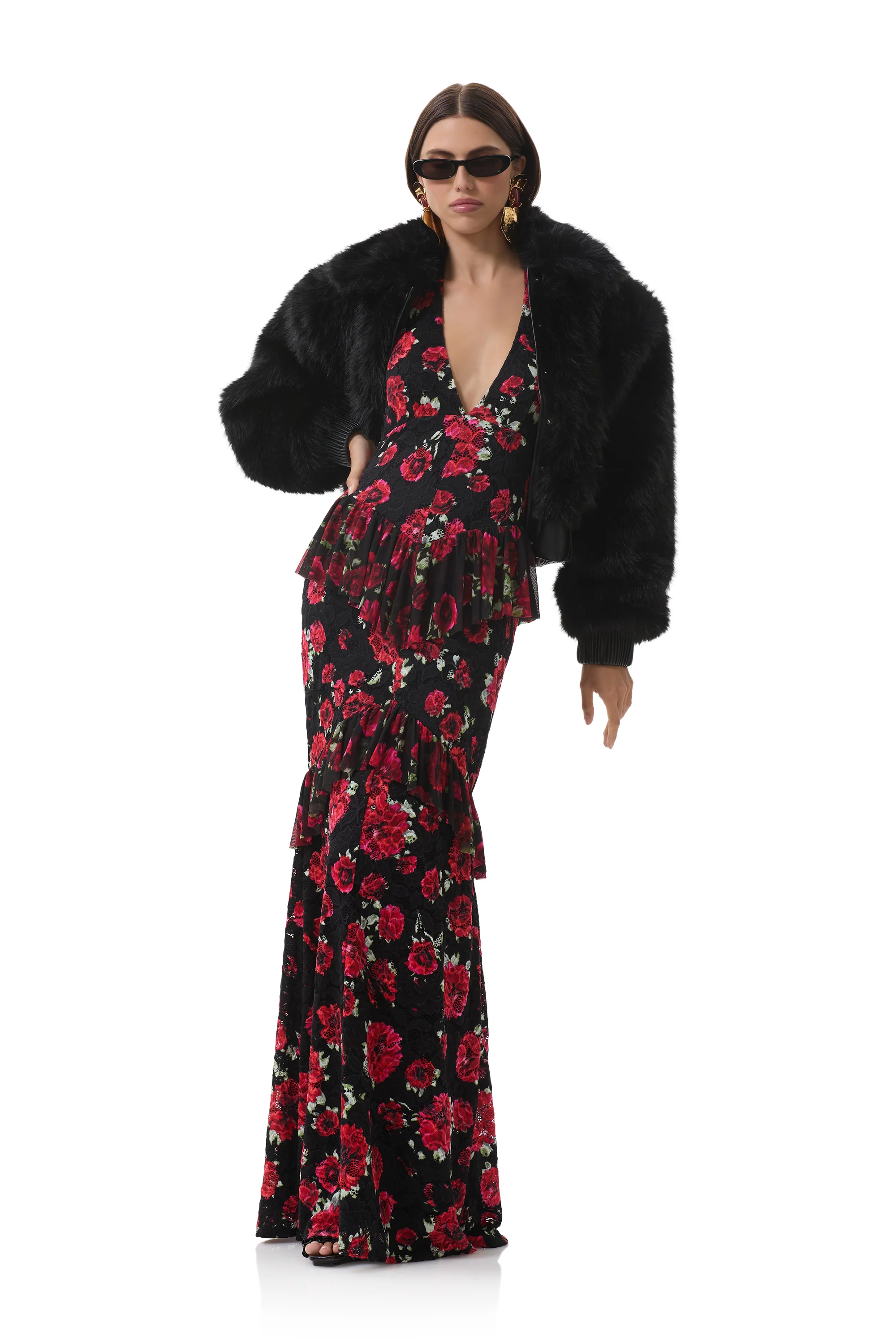 Athens Crochet Lace Dress - Painted Roses - Image 6