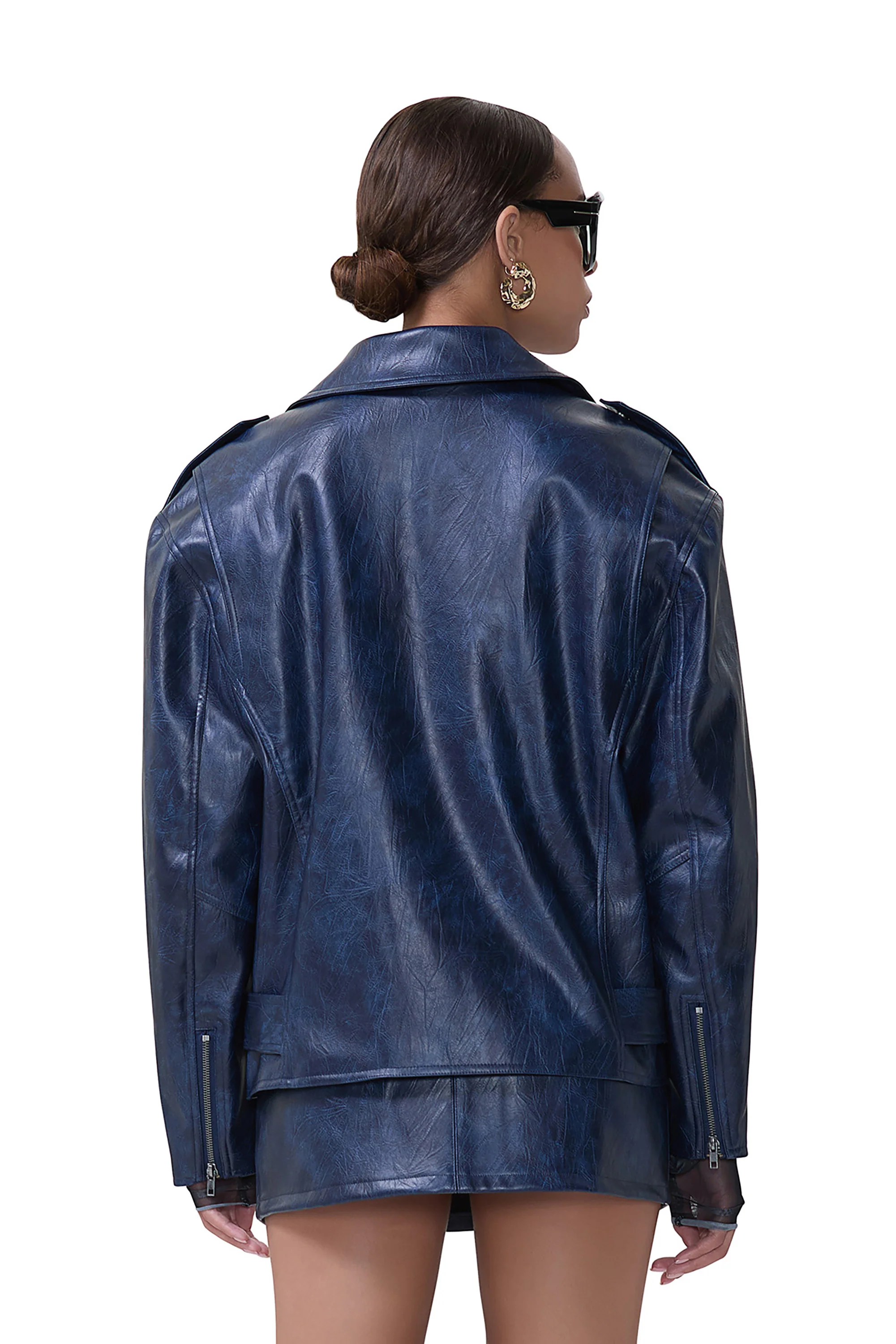 Blaise Moto Jacket - Navy Distressed - Image 4