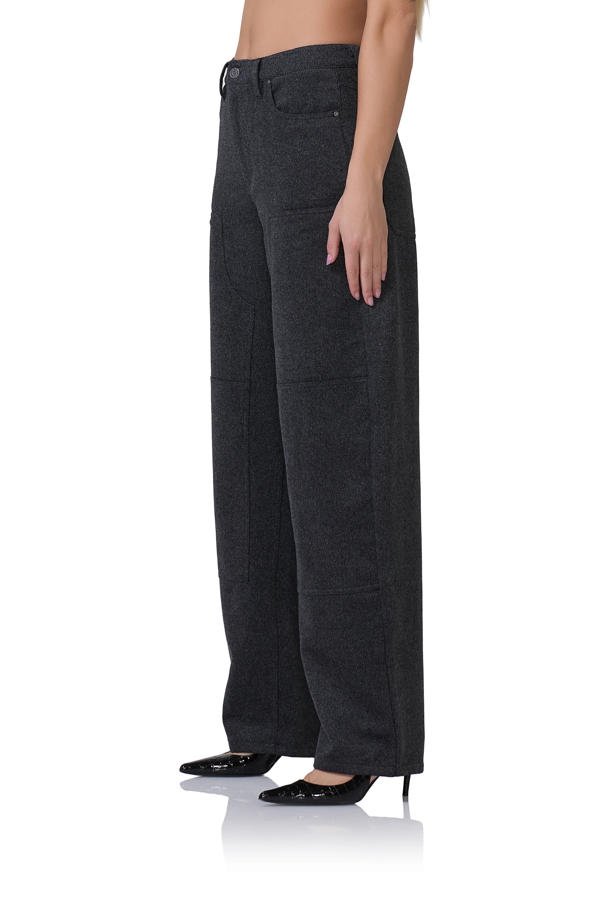 Brianna Barrel Pant - Grey Tweed - Image 3