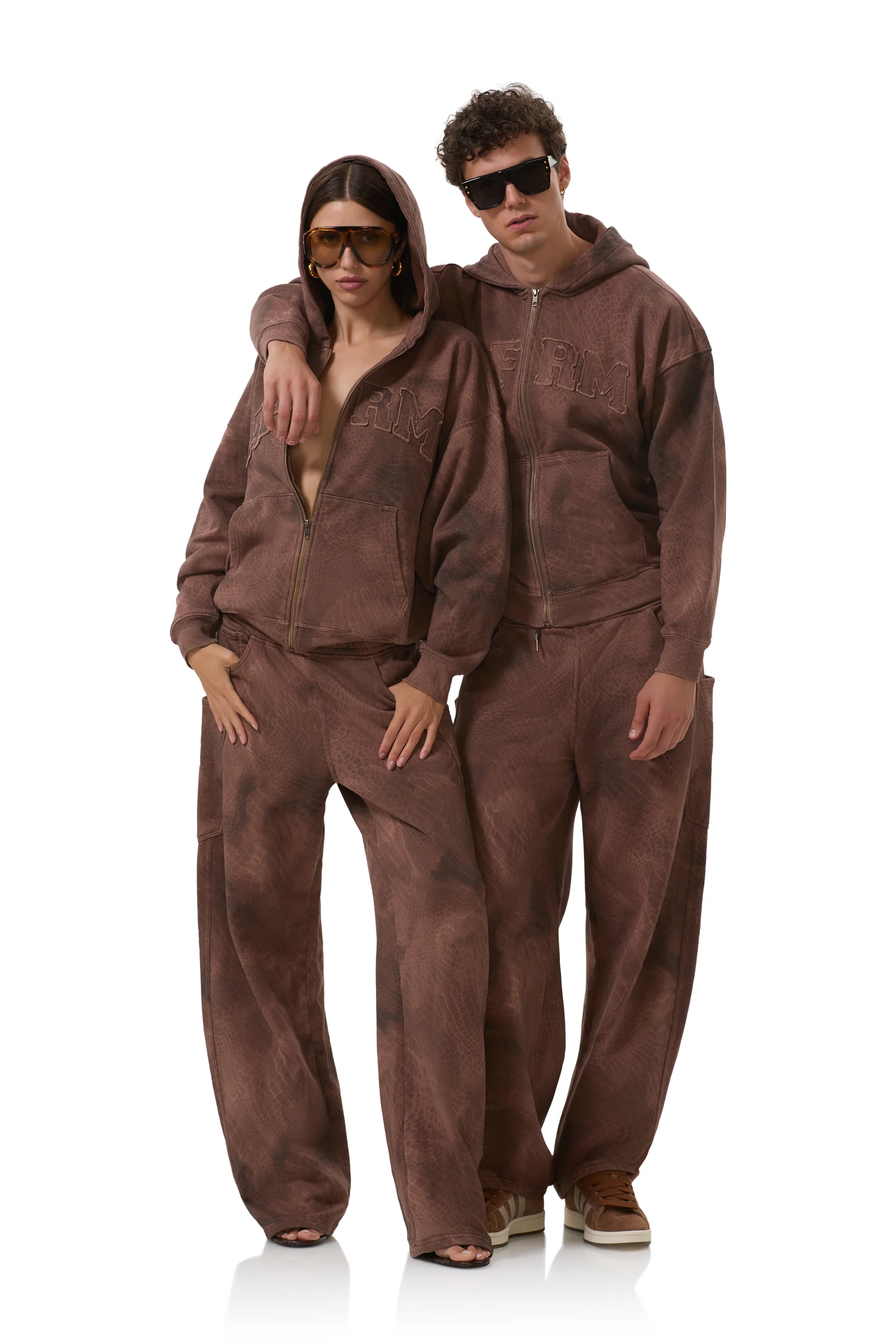 Cameron Zip Up Hoodie - Brown Snake - Image 3