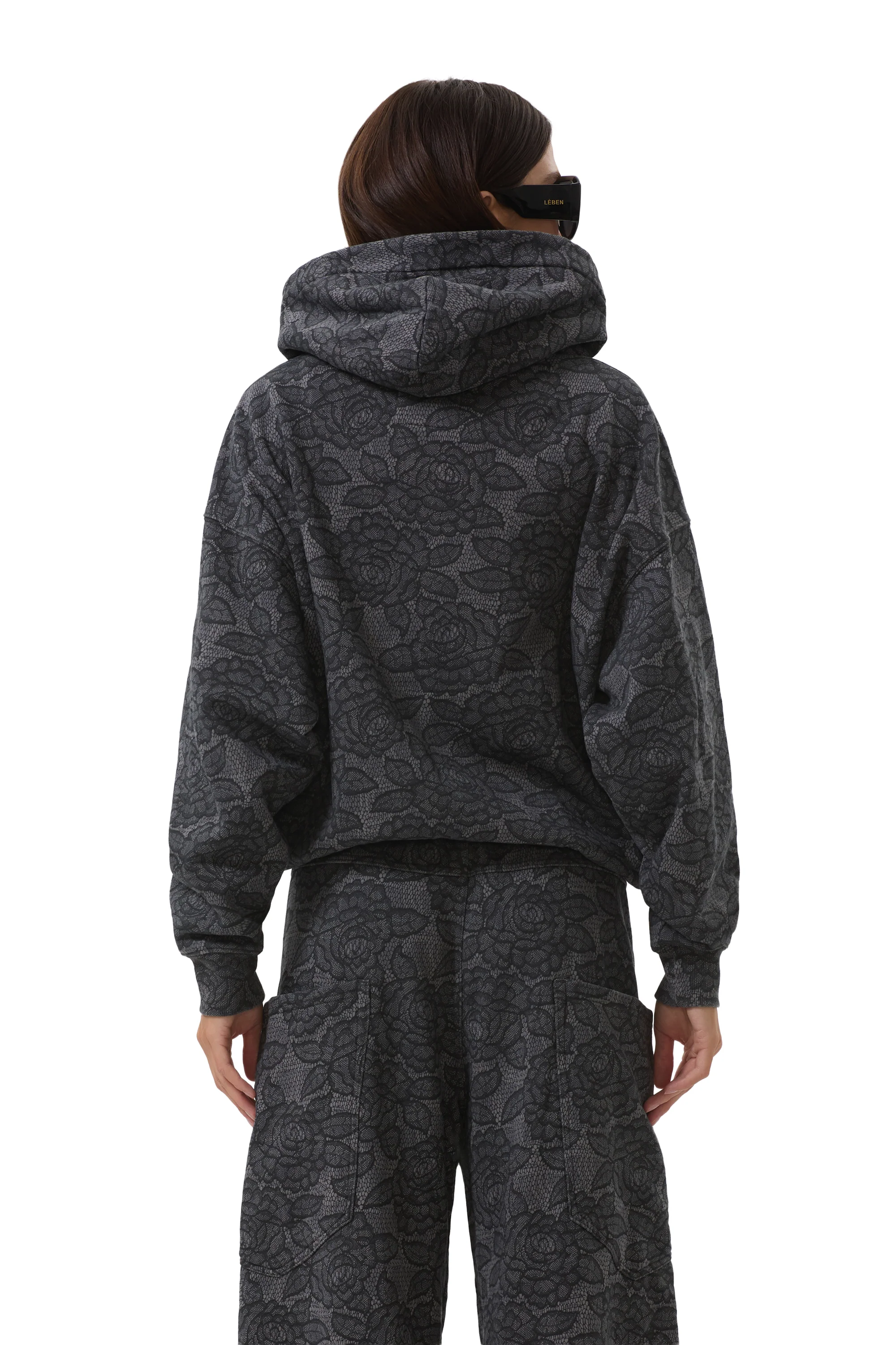 Cameron Zip Up Hoodie - Black Lace - Image 4