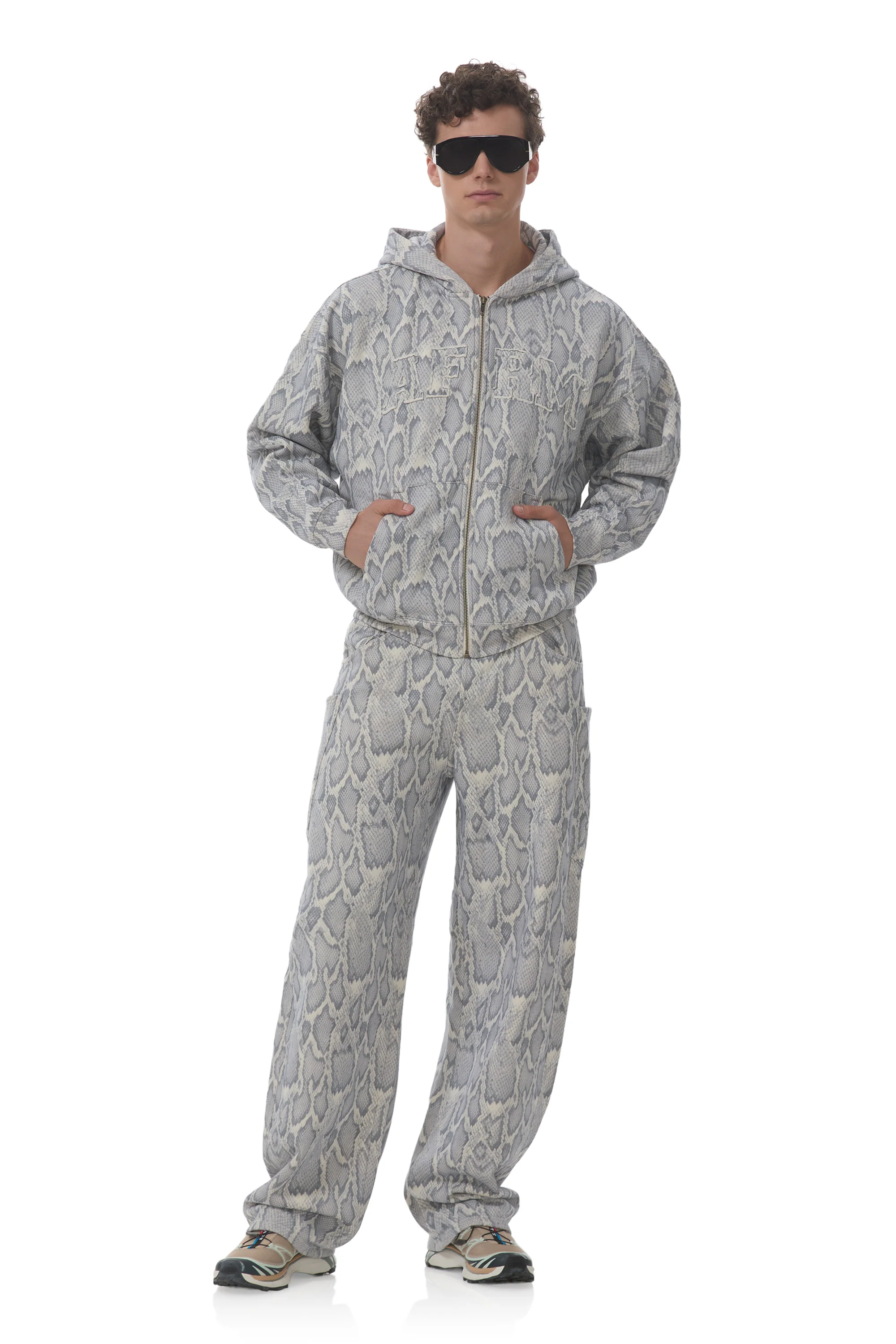 Cameron Zip Up Hoodie - Silver Snake - Image 3