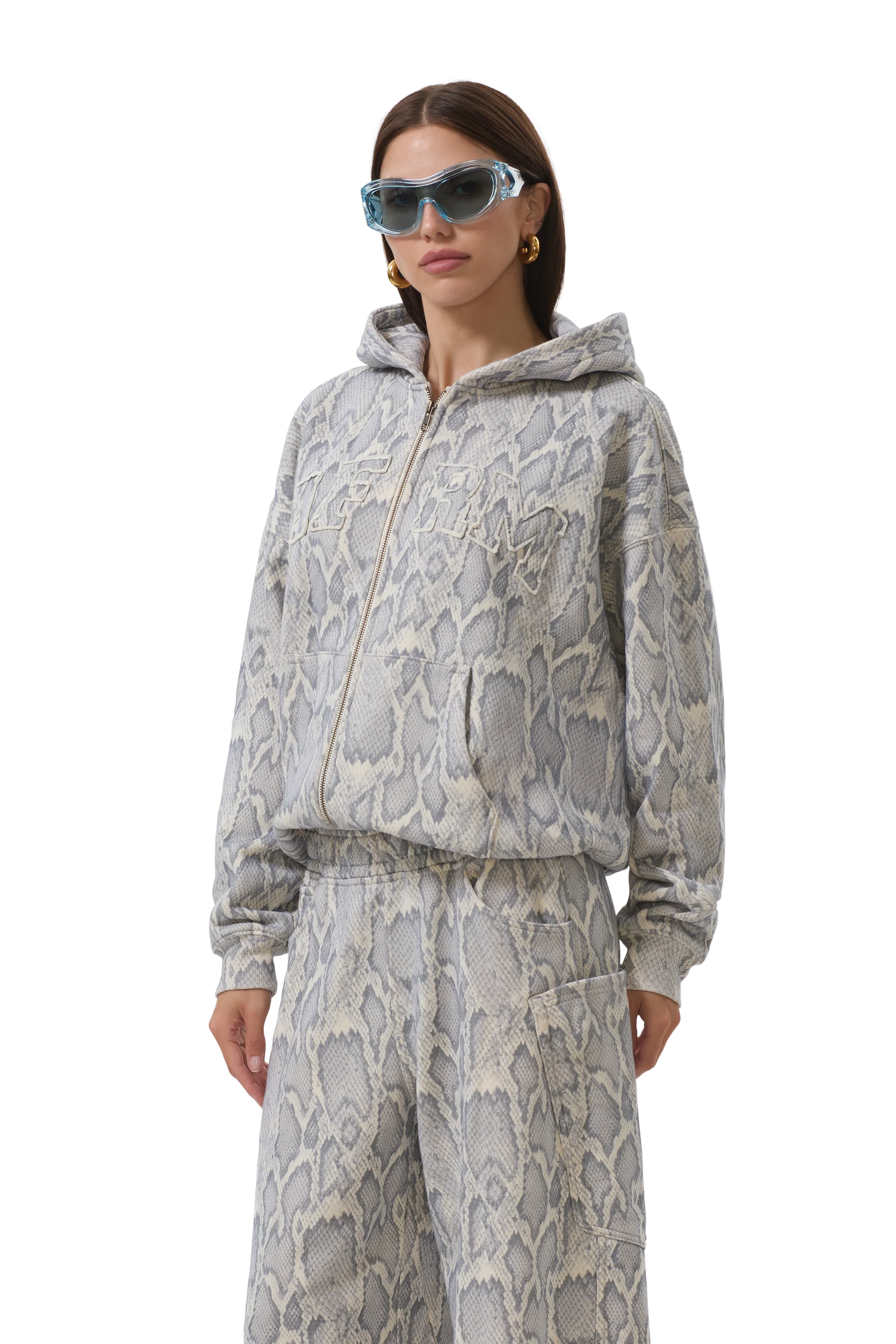 Cameron Zip Up Hoodie - Silver Snake - Image 4