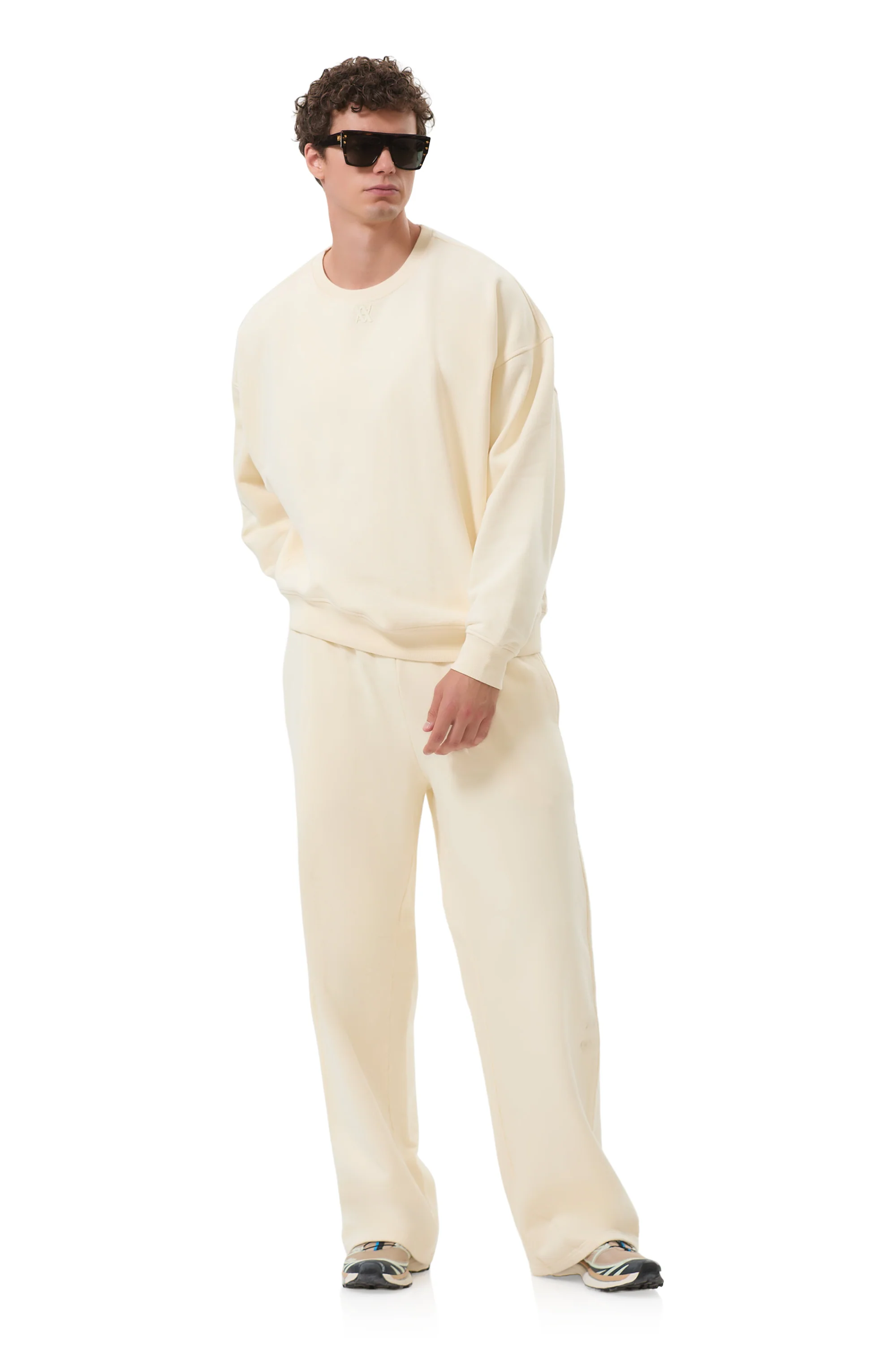 Ezra Crew Neck Sweatshirt - Vintage White - Image 3