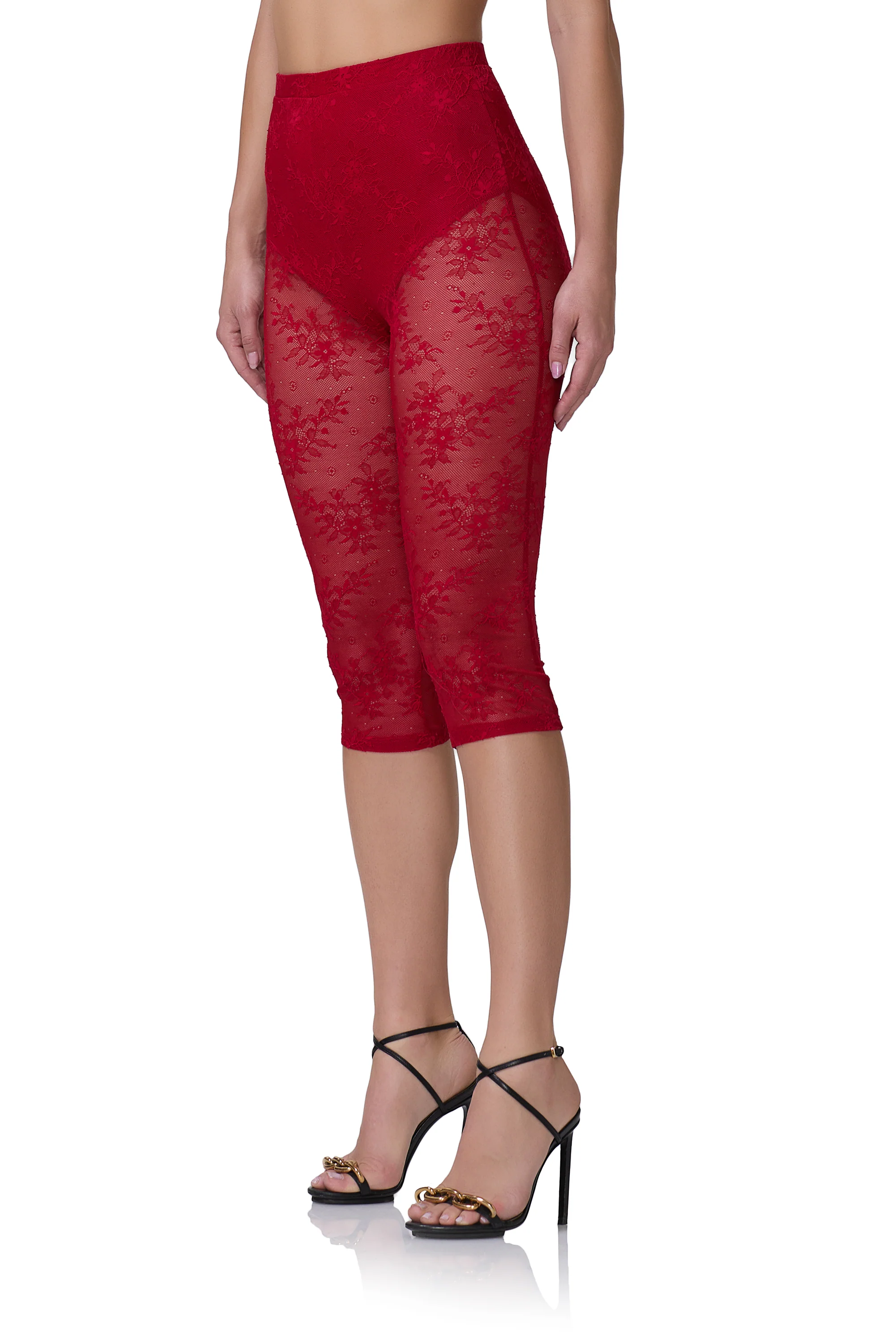 Gemma Lace Capri Pant - Poppy Red - Image 4