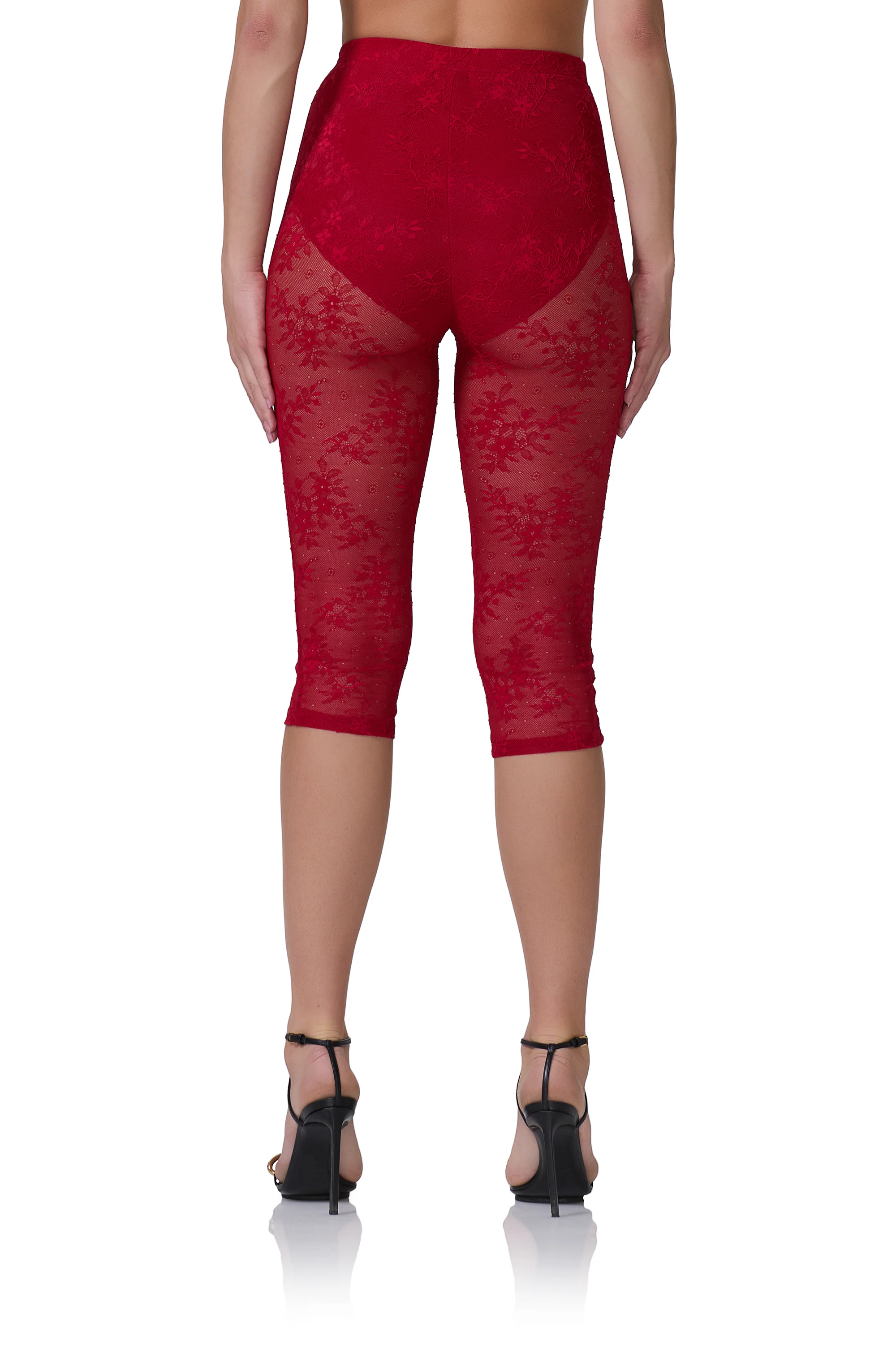 Gemma Lace Capri Pant - Poppy Red - Image 5