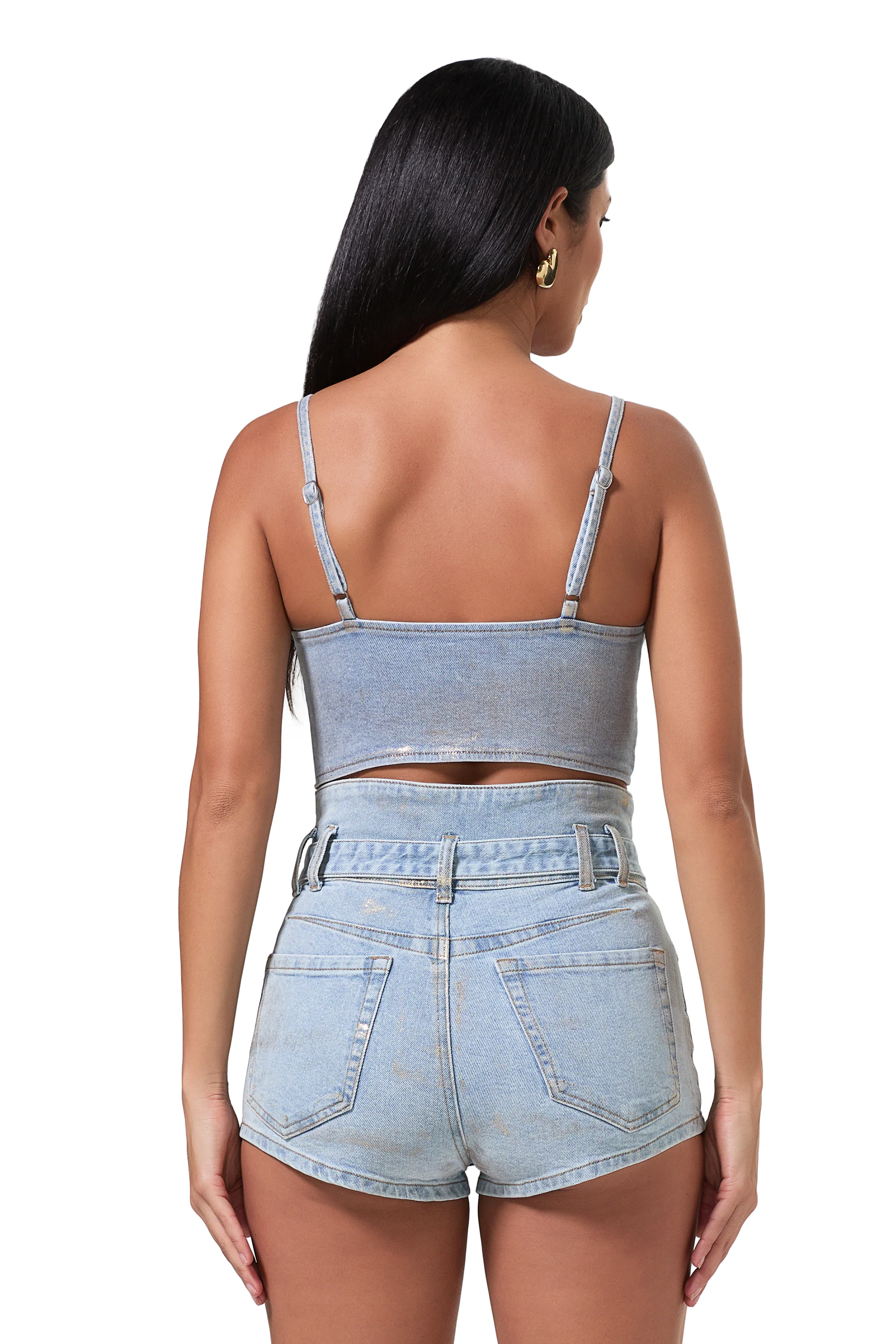 Inez Denim Top - Gold Metallic - Image 4