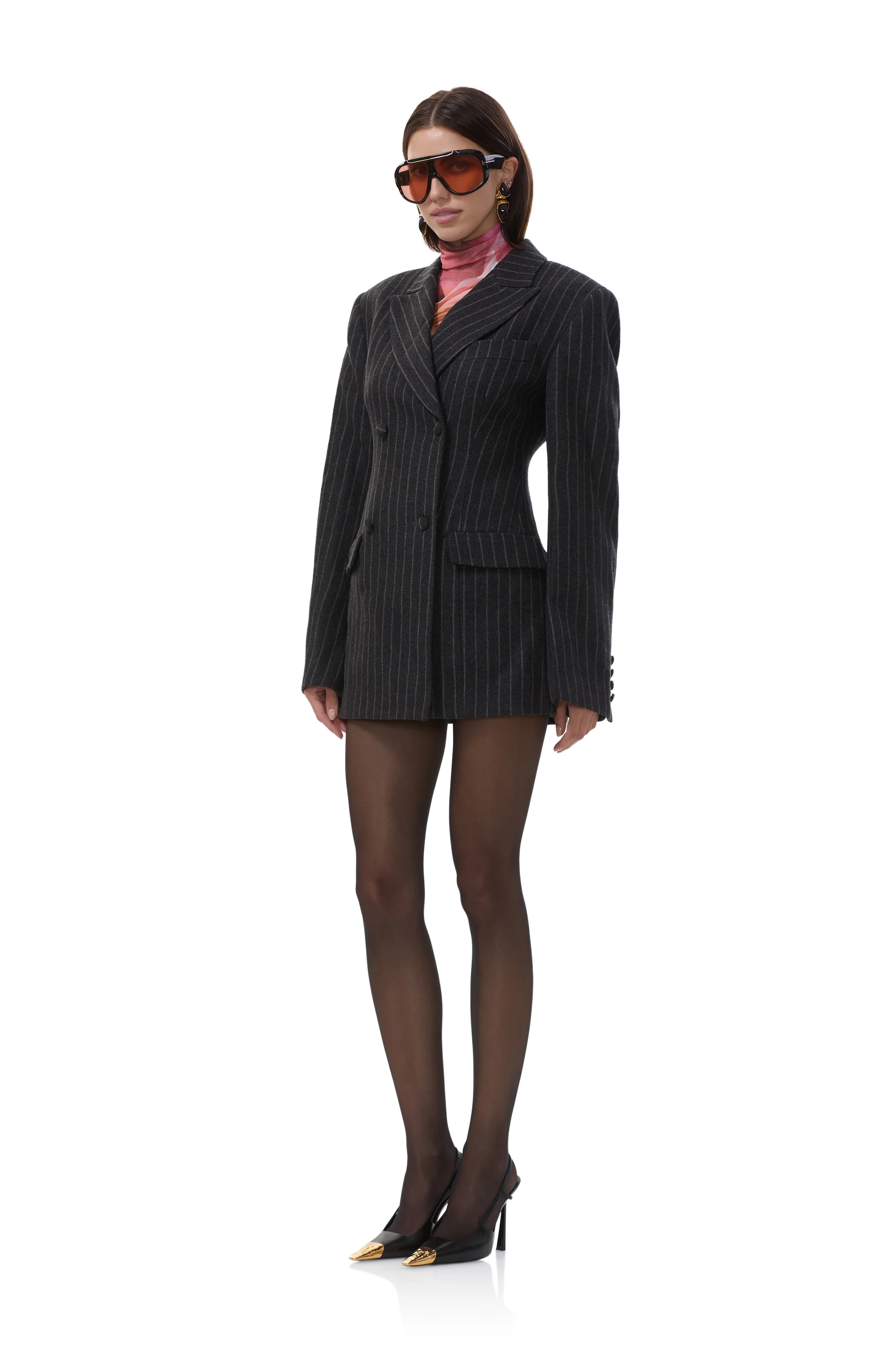 Jemima Blazer - Dark Grey Stripe - Image 3