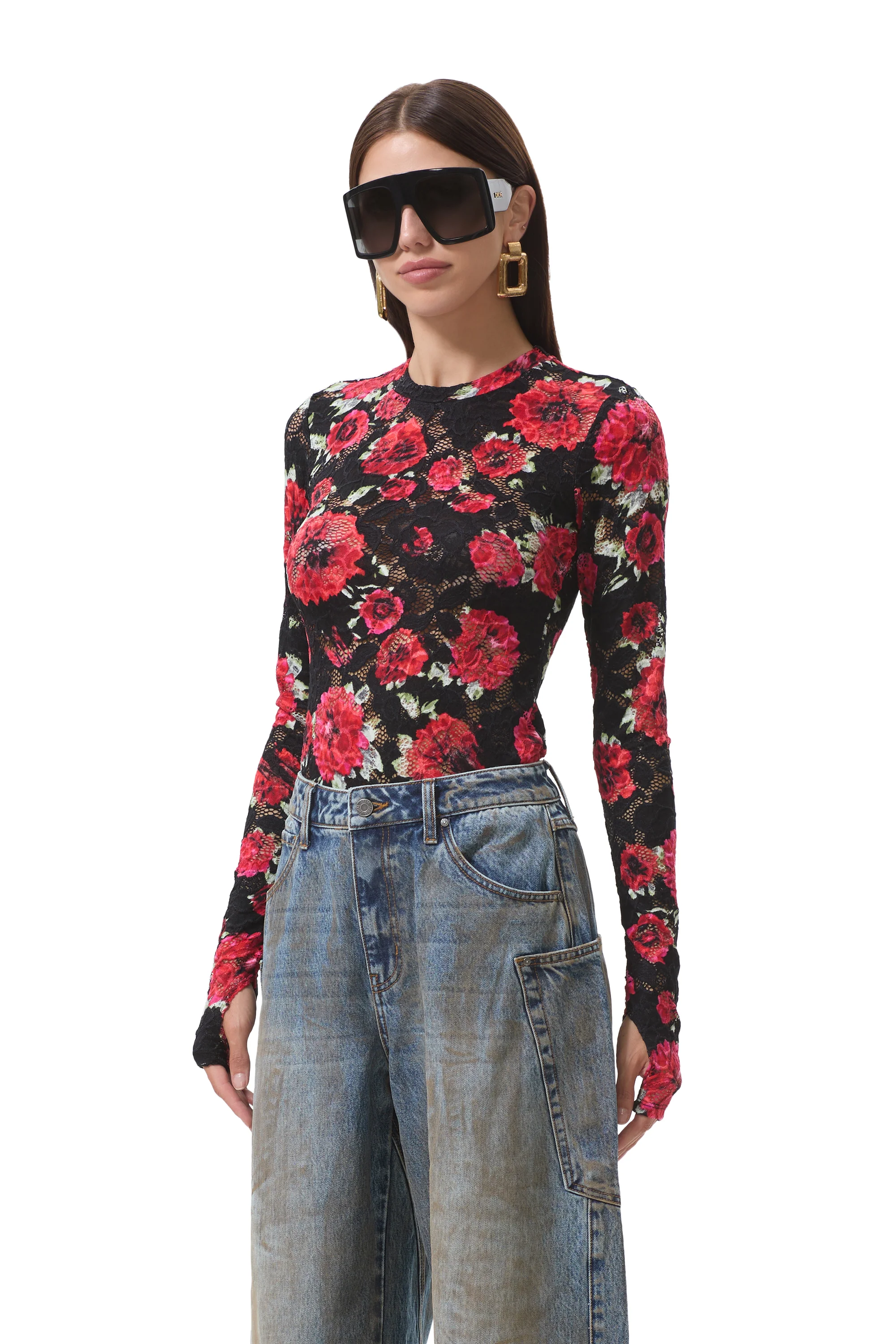 Kaylee Crochet Lace Top - Painted Roses - Image 3