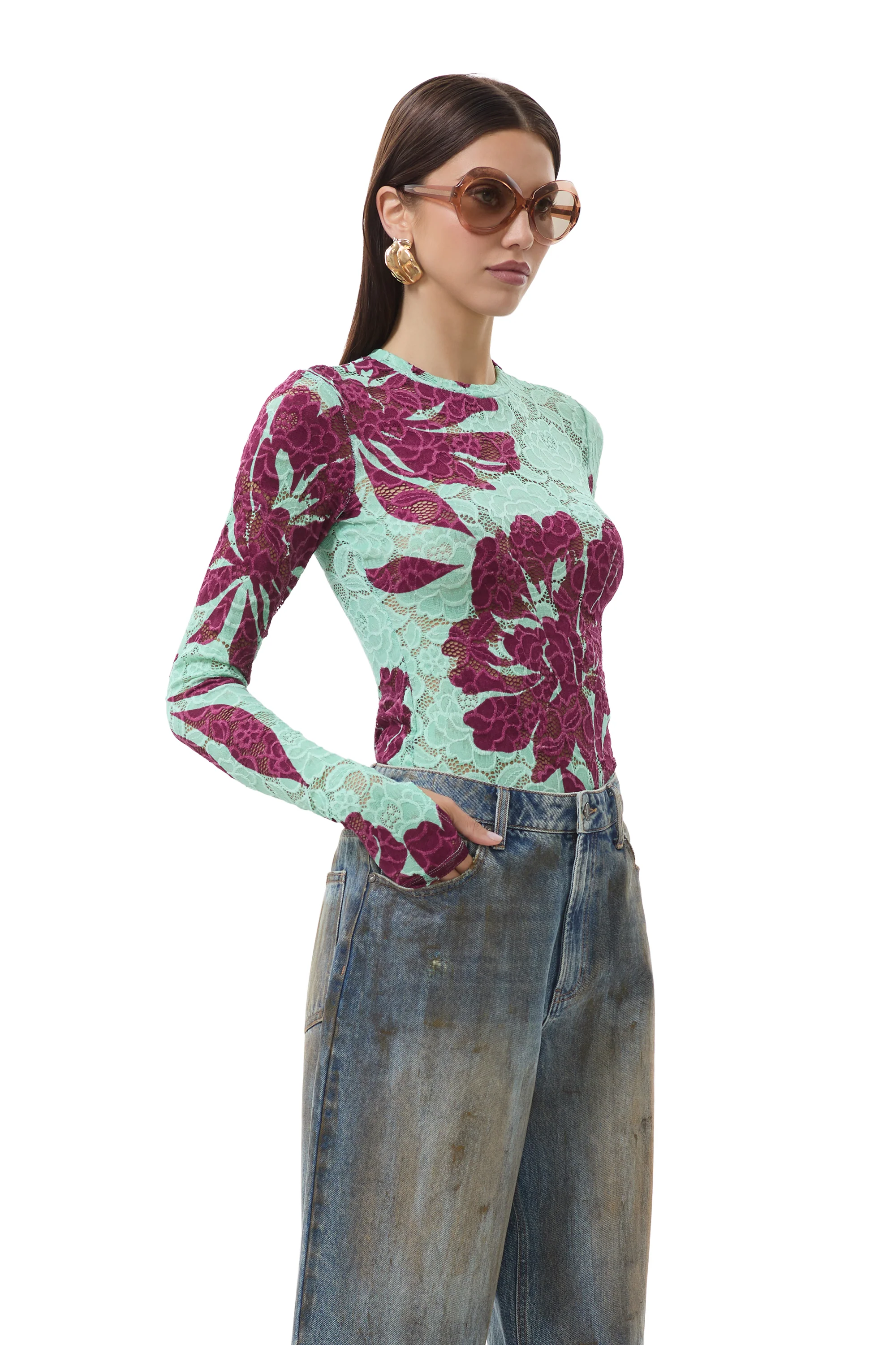 Kaylee Lace Top - Aqua Tropical - Image 3