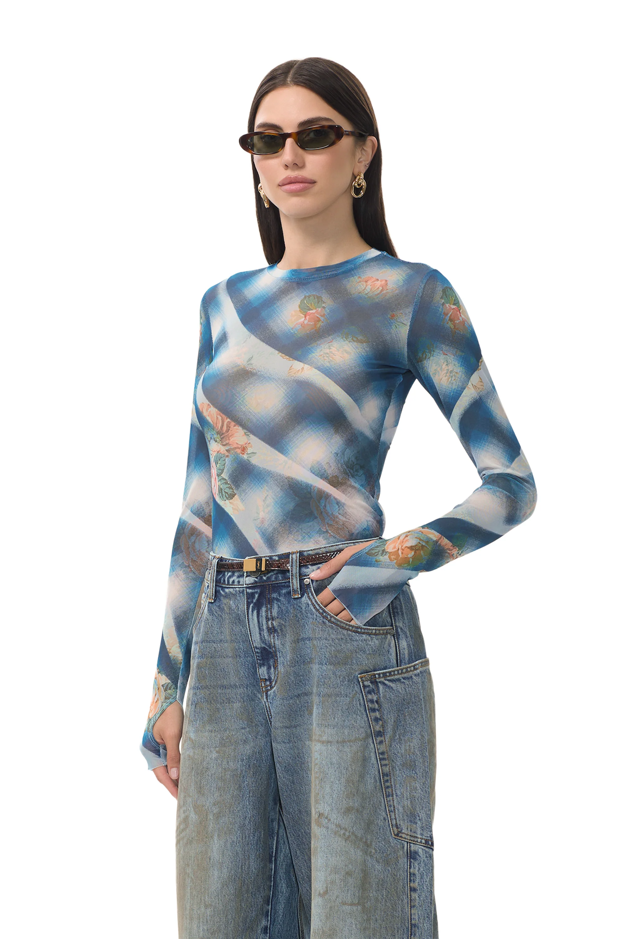 Kaylee Top - Blue Floral Plaid - Image 3