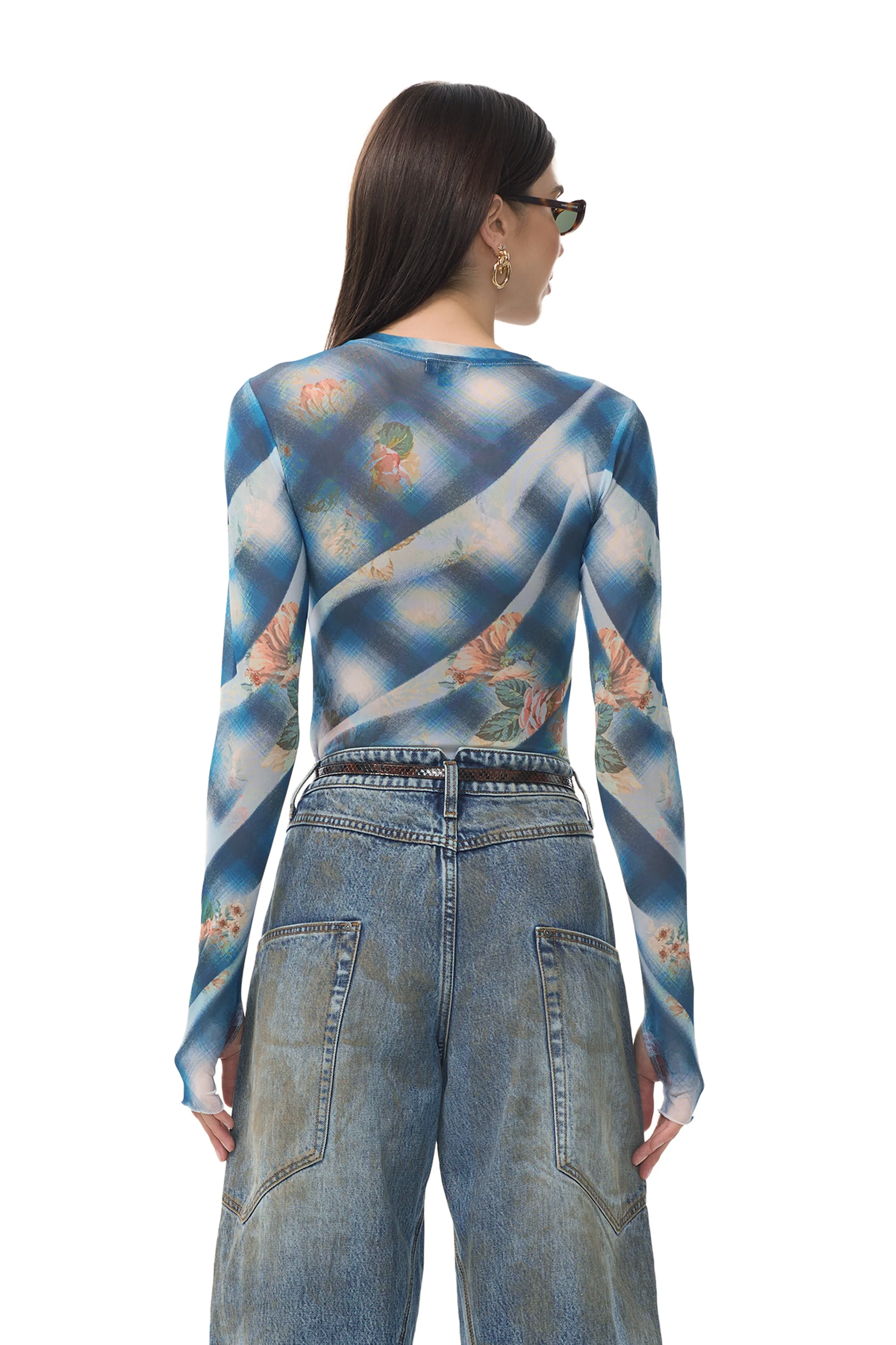 Kaylee Top - Blue Floral Plaid - Image 4