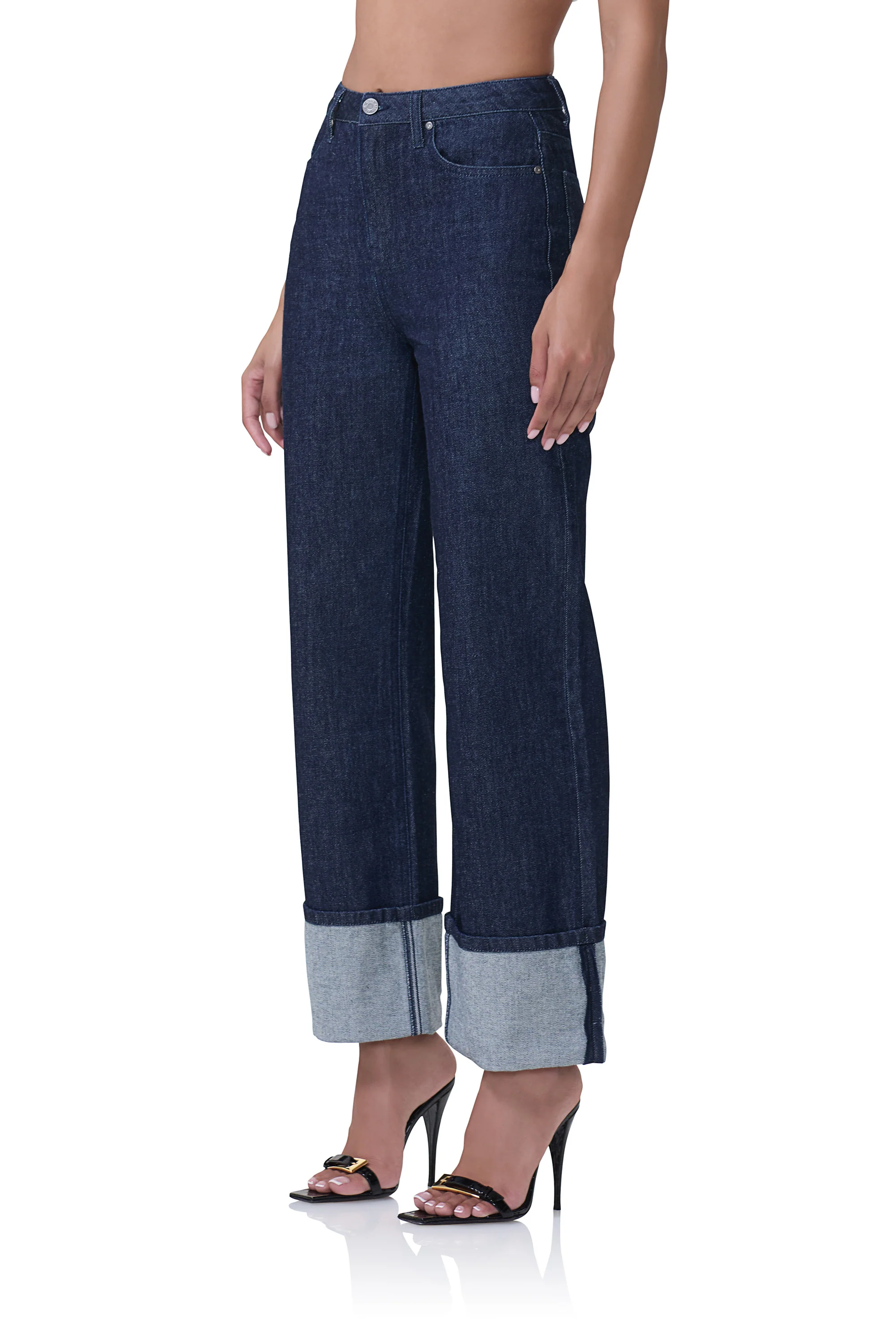 Kendall Wide Cuff Pant - Dark Rinse Wash - Image 3