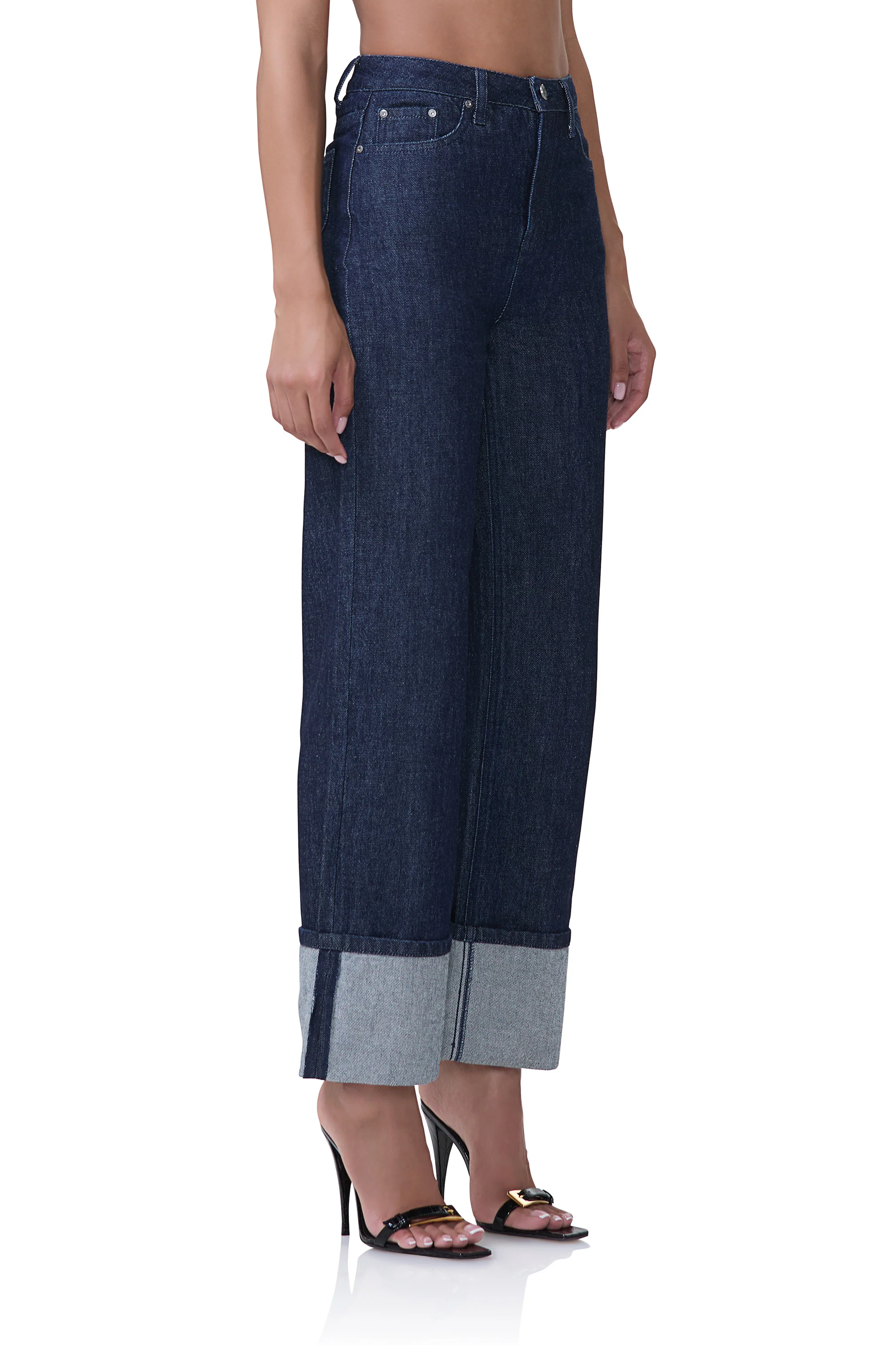 Kendall Wide Cuff Pant - Dark Rinse Wash - Image 4