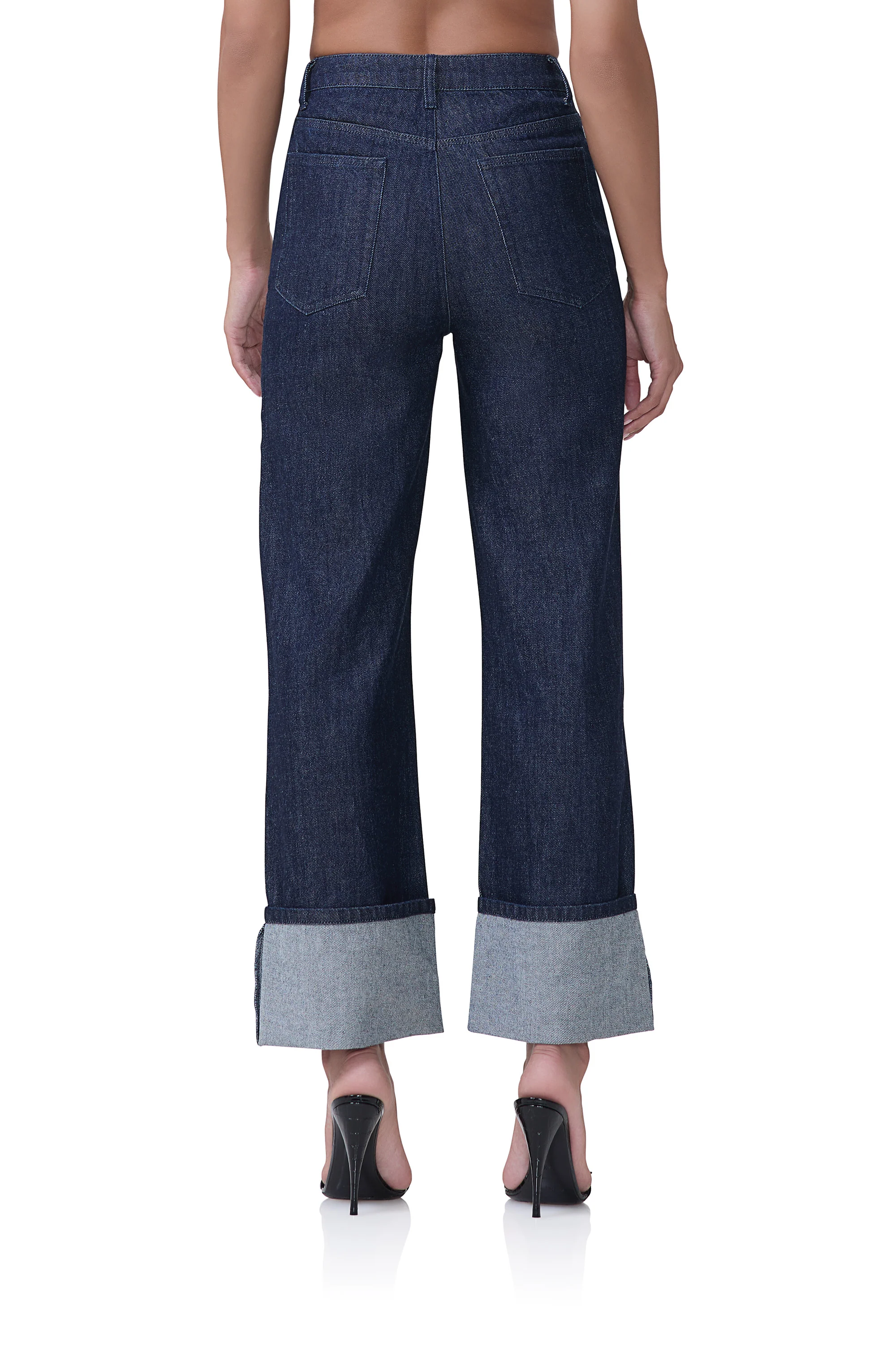 Kendall Wide Cuff Pant - Dark Rinse Wash - Image 5