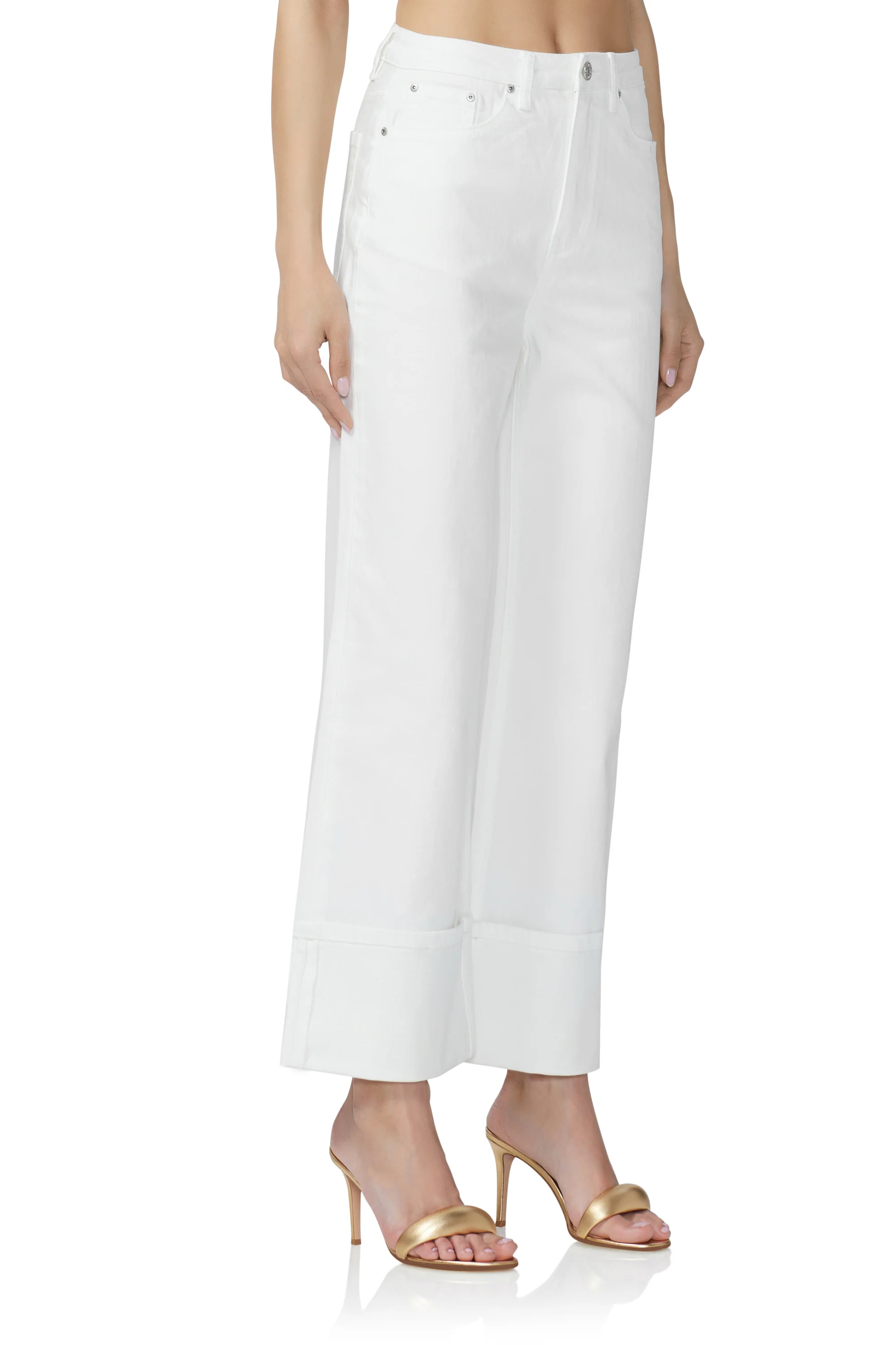 Kendall Wide Cuff Pant - White - Image 4