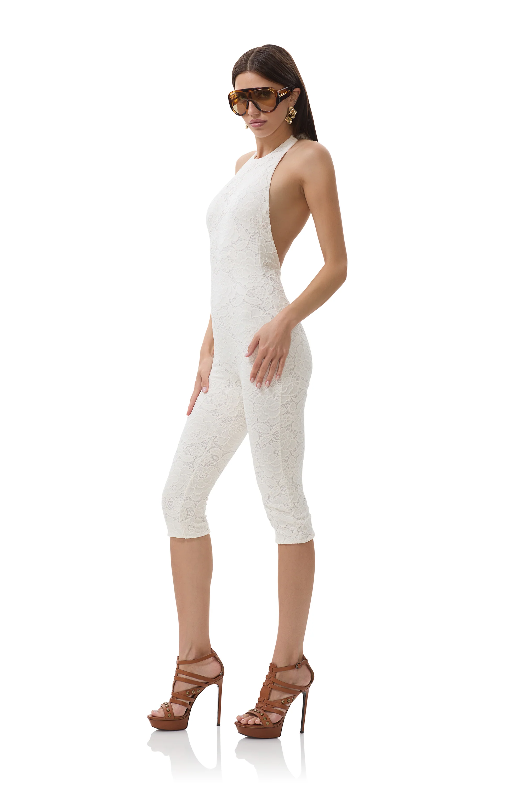 Lucia Crochet Lace Catsuit - Gardenia - Image 3