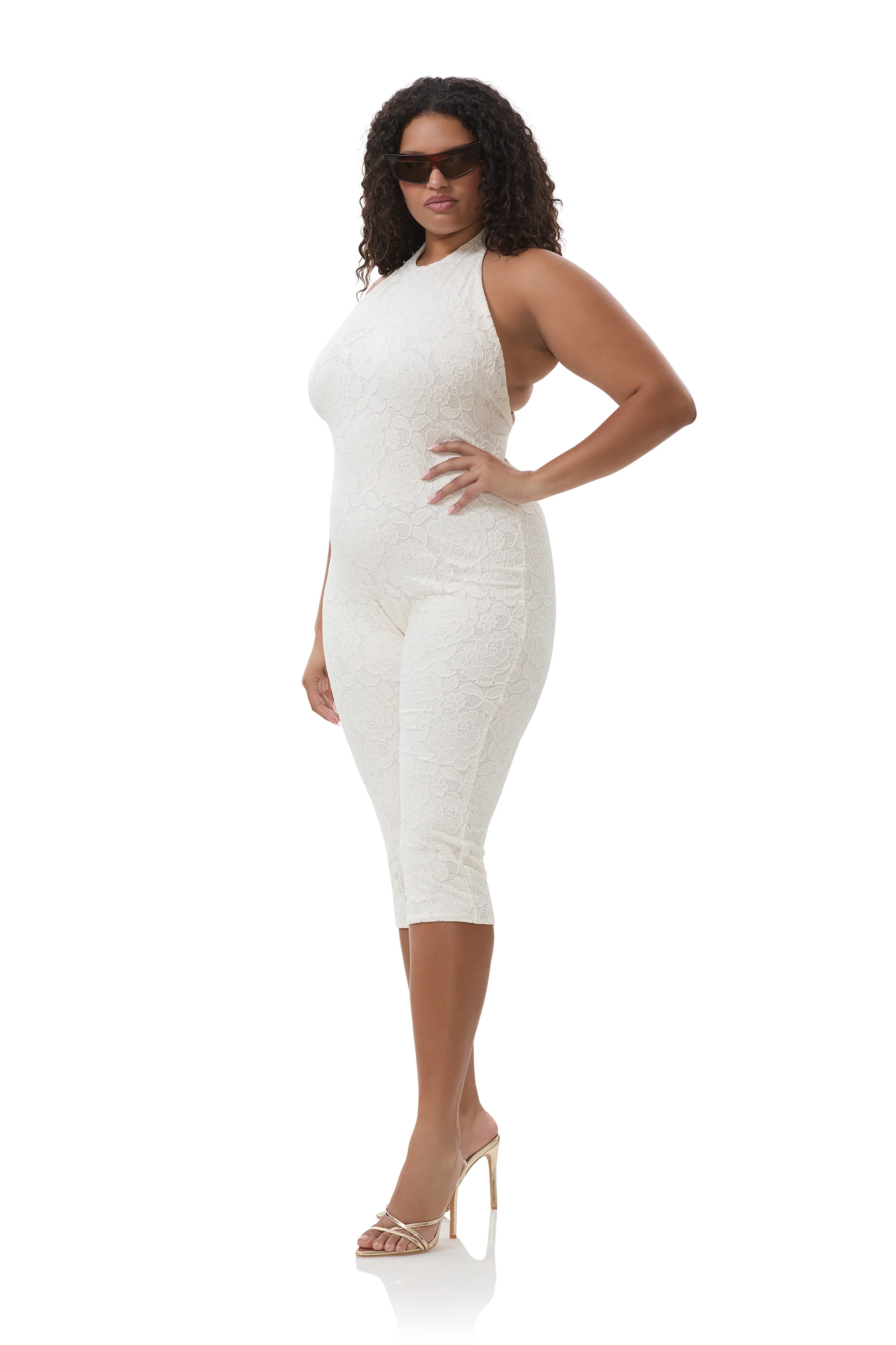 Lucia Crochet Lace Catsuit - Gardenia - Image 4