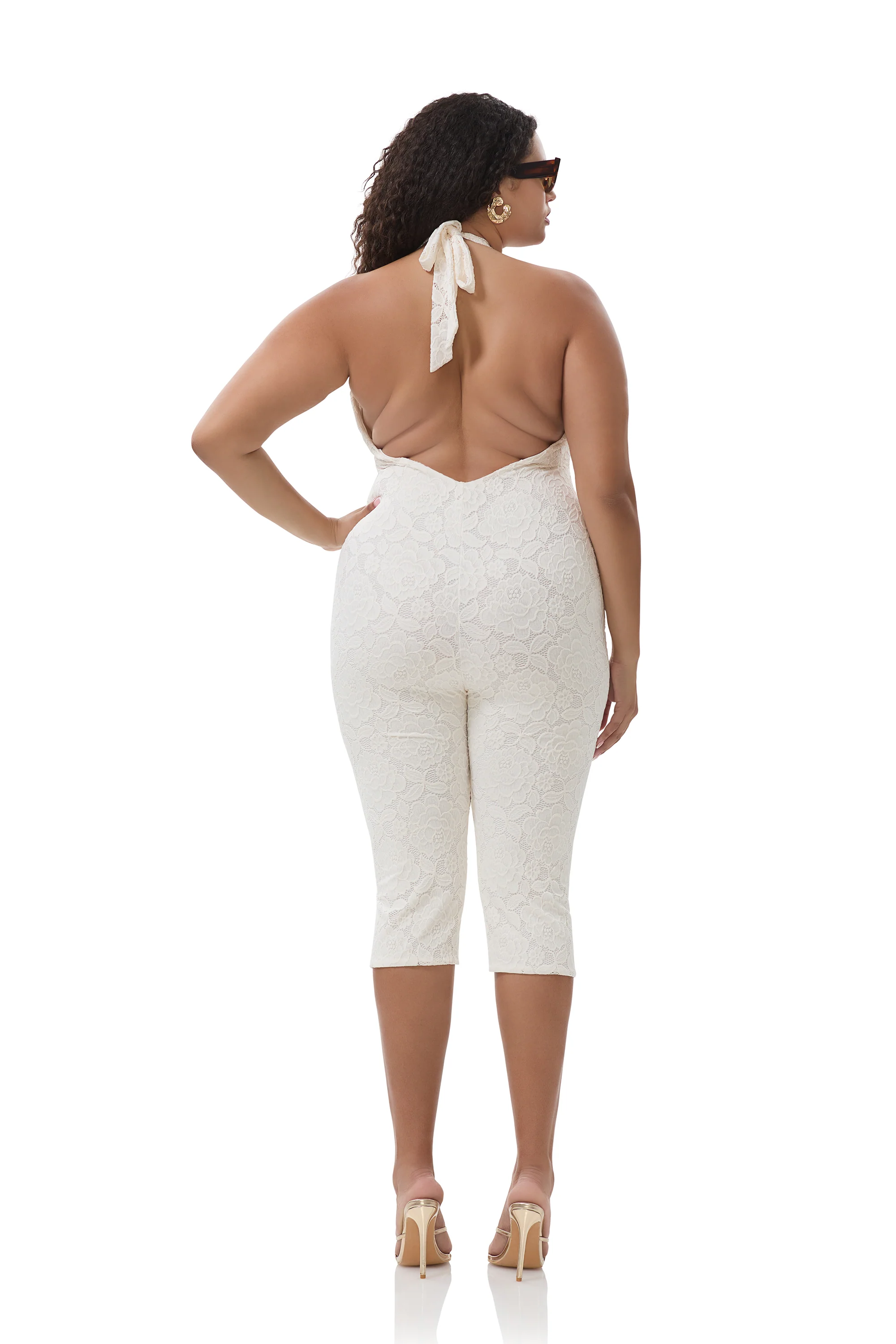 Lucia Crochet Lace Catsuit - Gardenia - Image 8