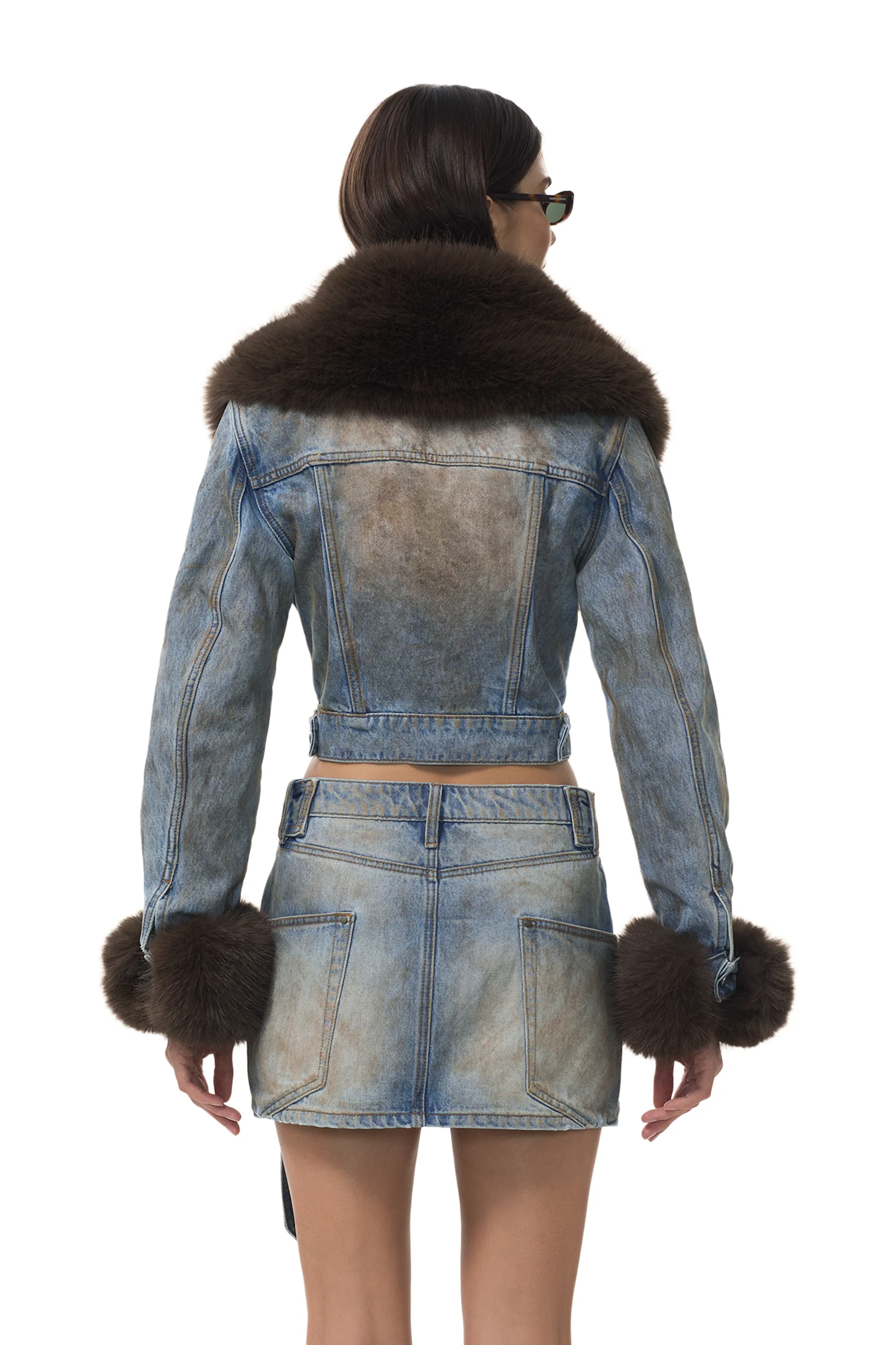 Margot Denim Fur Jacket - Dusty Tint Wash - Image 4