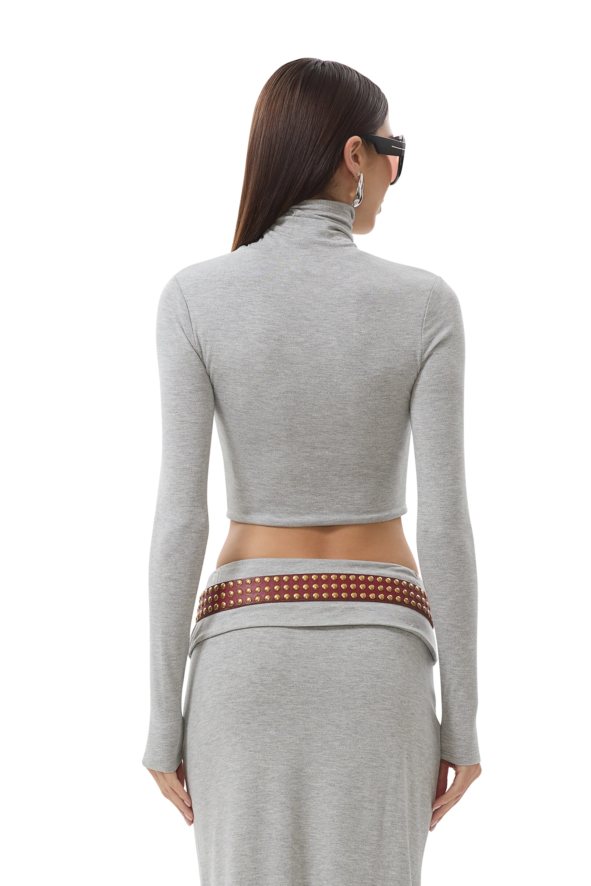 Micaela Crop Turtleneck - Heather Grey - Image 4