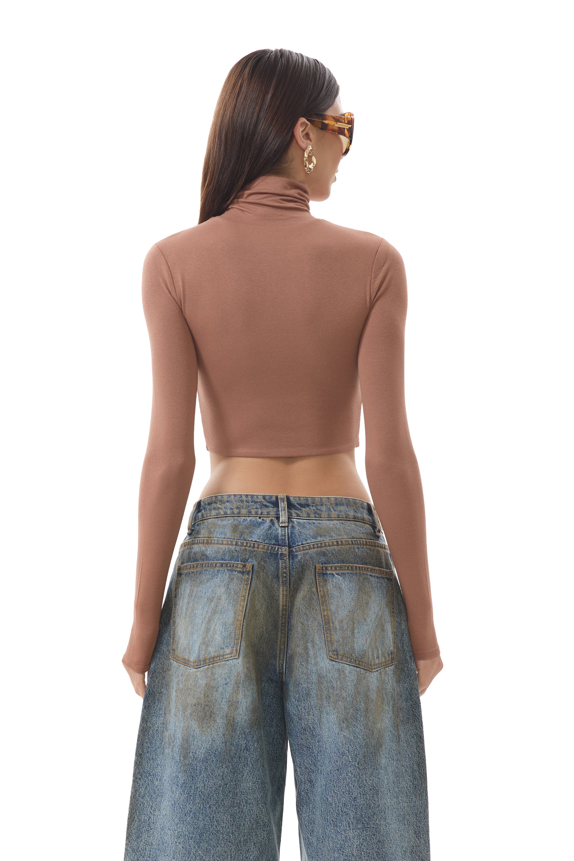 Micaela Crop Turtleneck - Raw Umber - Image 4