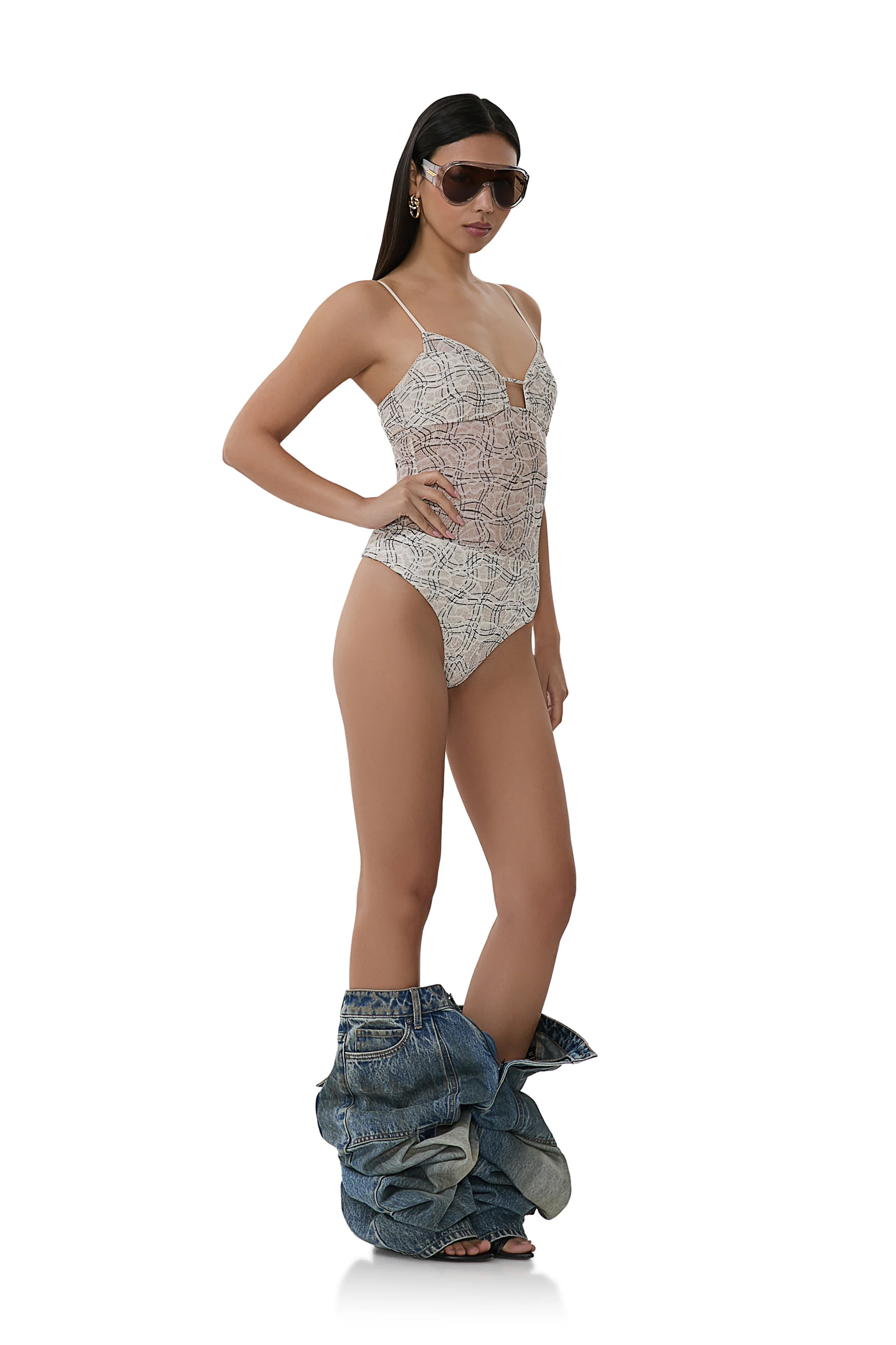 Myra Bodysuit - Lace Plaid - Image 3