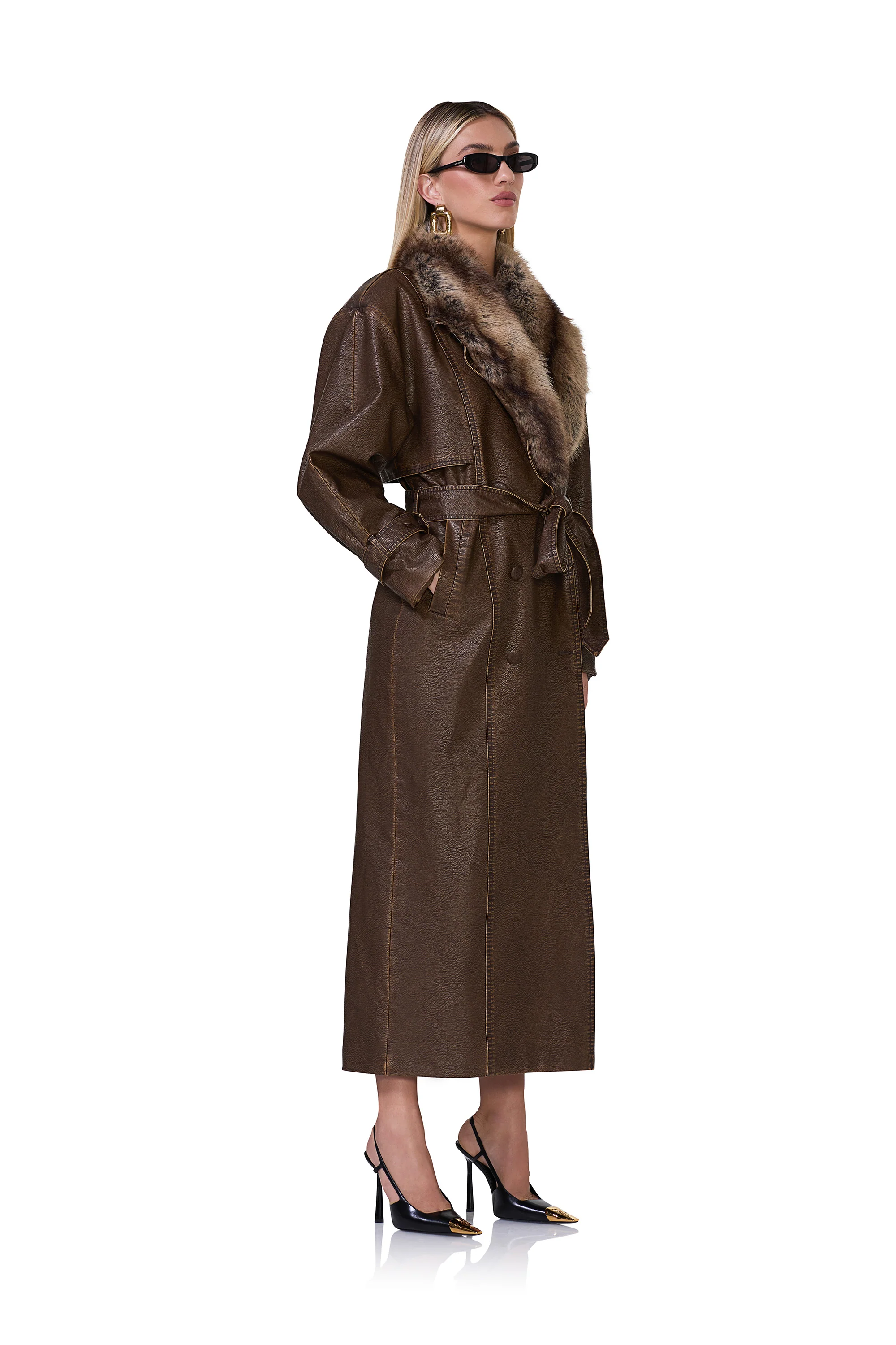 Saint Barrel Sleeve Trench Coat - Washed Brown - Image 3