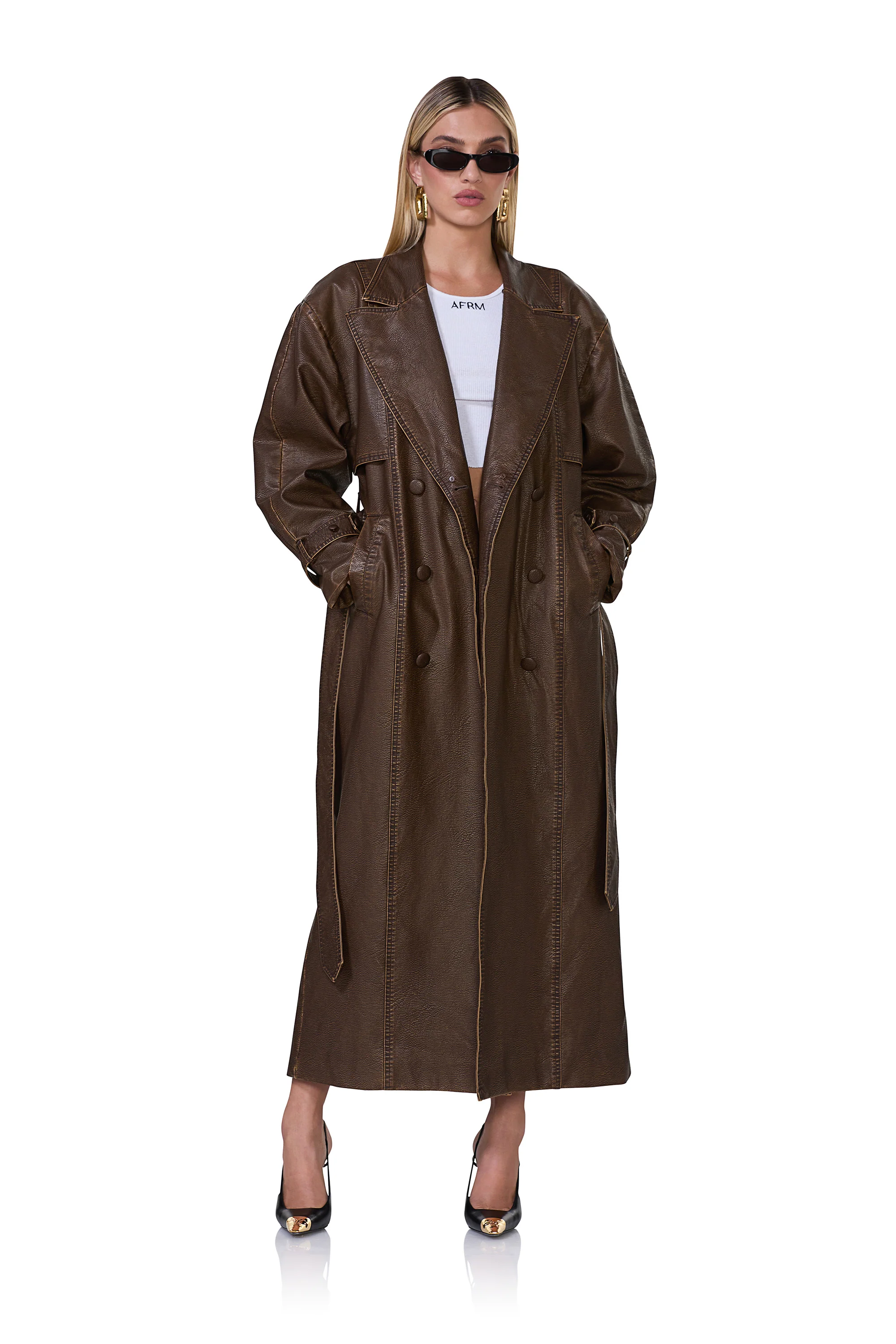 Saint Barrel Sleeve Trench Coat - Washed Brown - Image 5