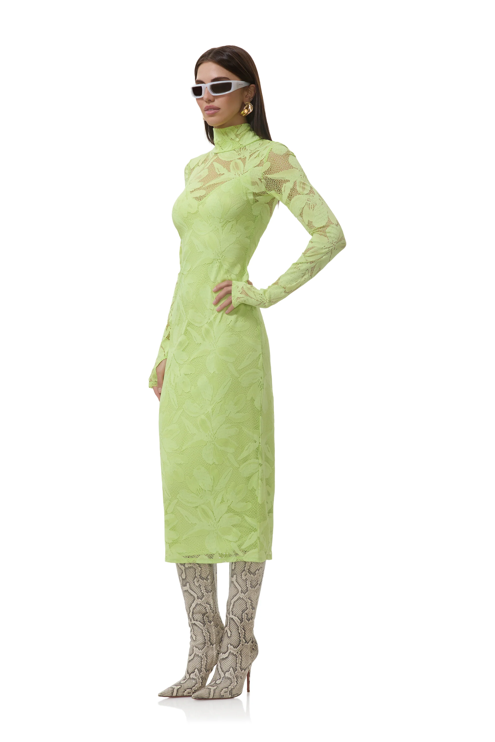 Shailene Crochet Lace Dress - Lime Essence - Image 3