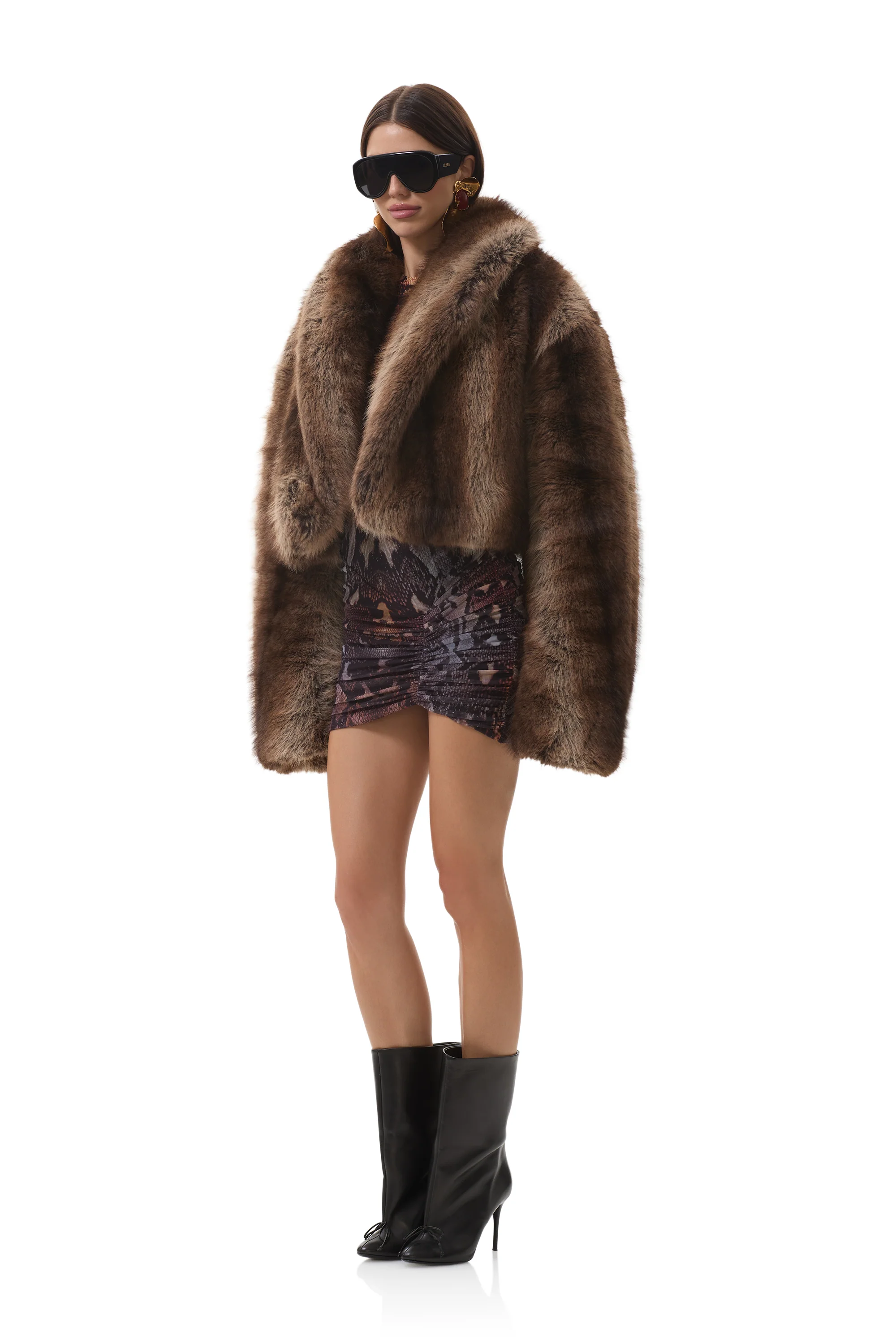Stephanie Fur Jacket - Stripe Taupe - Image 3