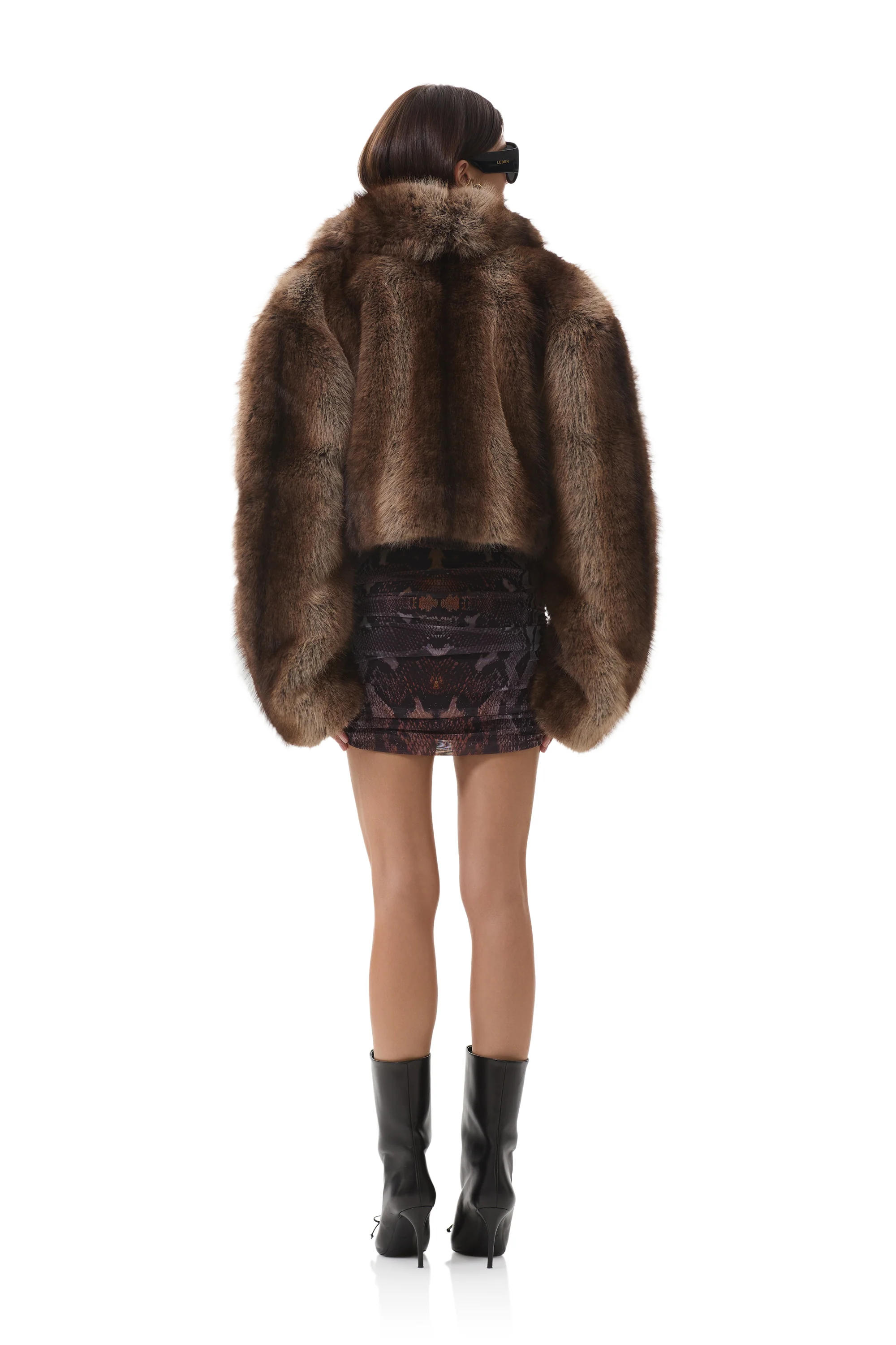 Stephanie Fur Jacket - Stripe Taupe - Image 4