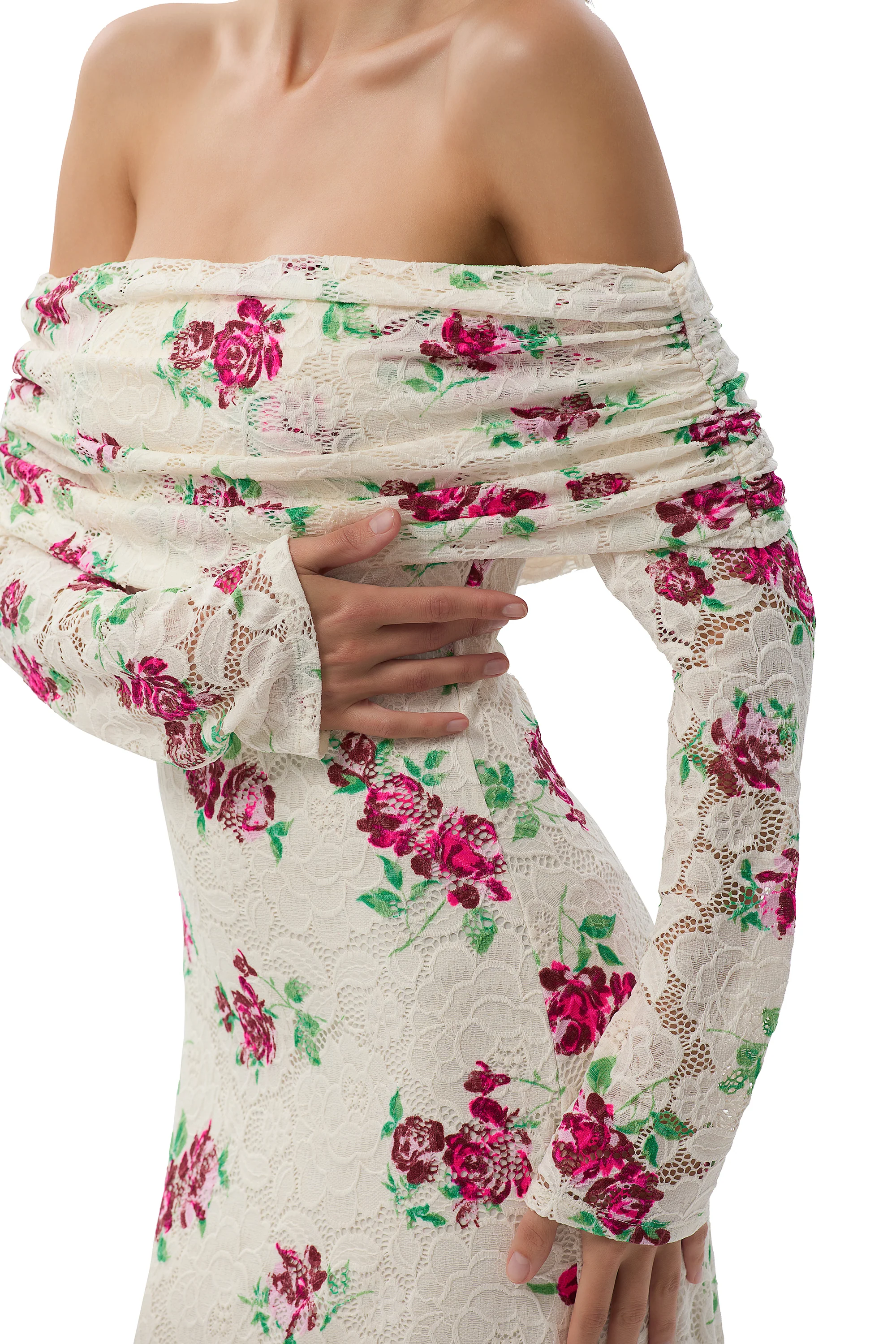 Thelma Crochet Lace Dress - Romance Rose - Image 5